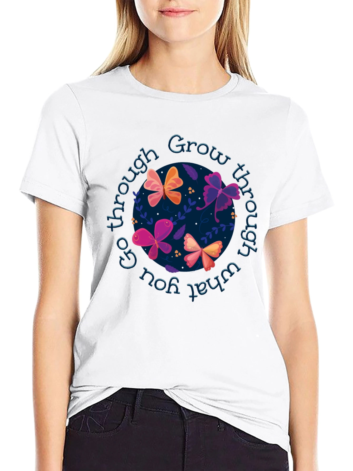 Grow Through Butterflies T-Shirt - Inspirational Graphic Tee