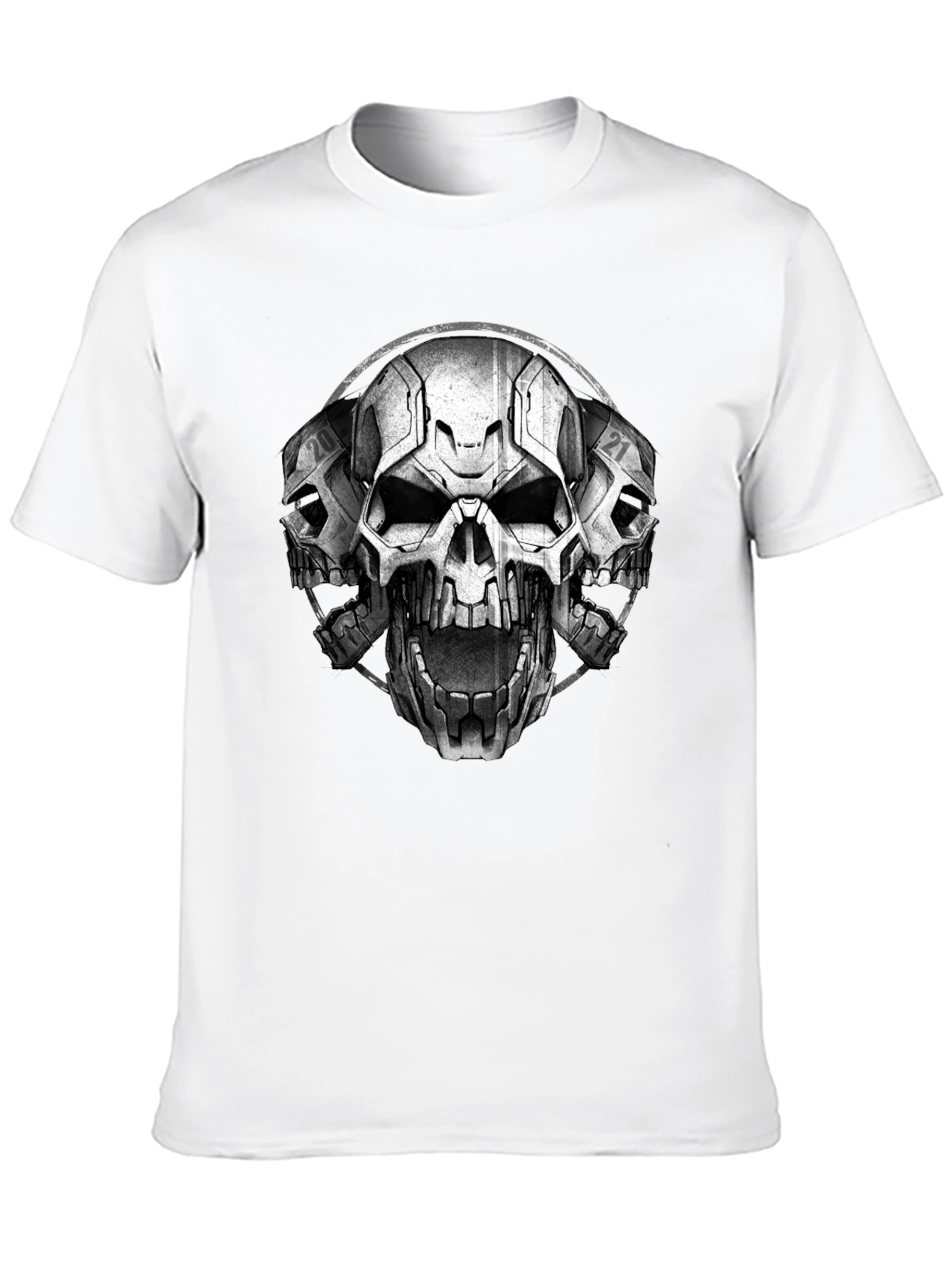 Triple Skull Graphic T-Shirt - Mens Black Tee