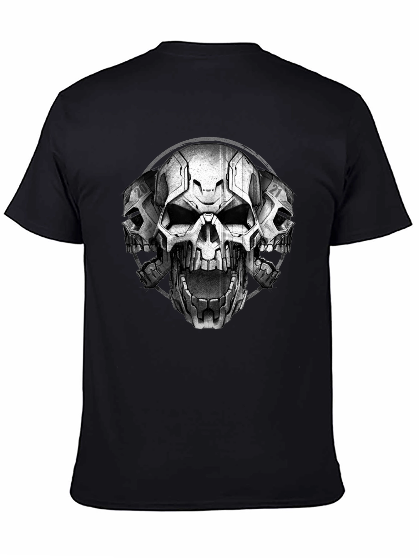 Triple Skull Graphic T-Shirt - Mens Black Tee