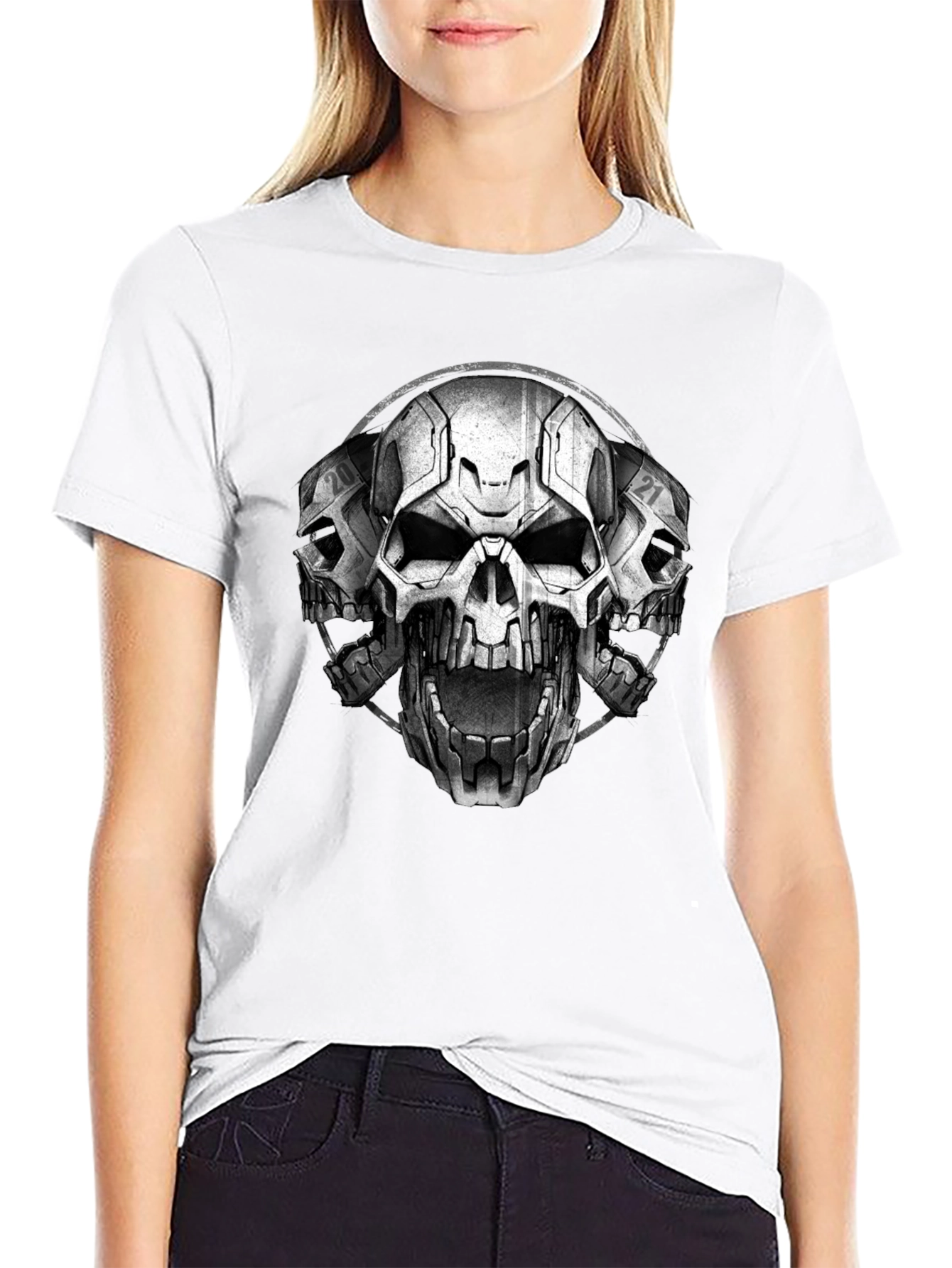 Triple Skull Graphic T-Shirt - Mens Black Tee