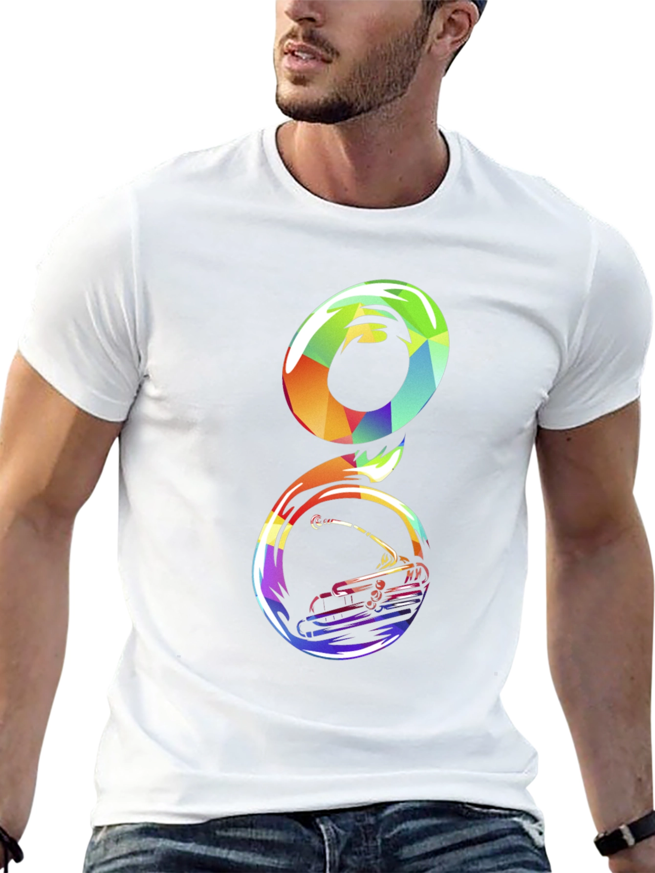 Rainbow Tuba Graphic Tee - Mens Black T-Shirt