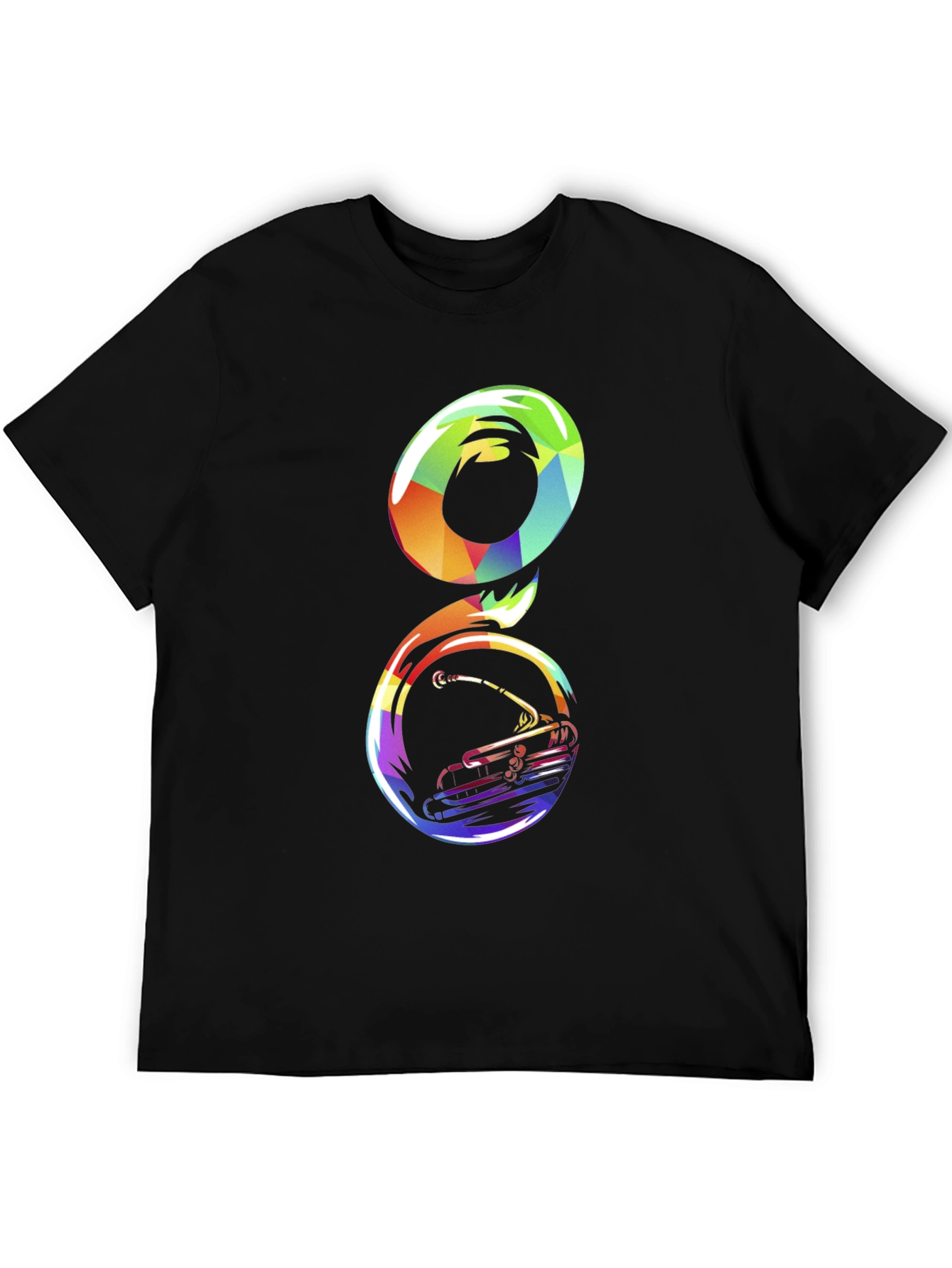 Rainbow Tuba Graphic Tee - Mens Black T-Shirt