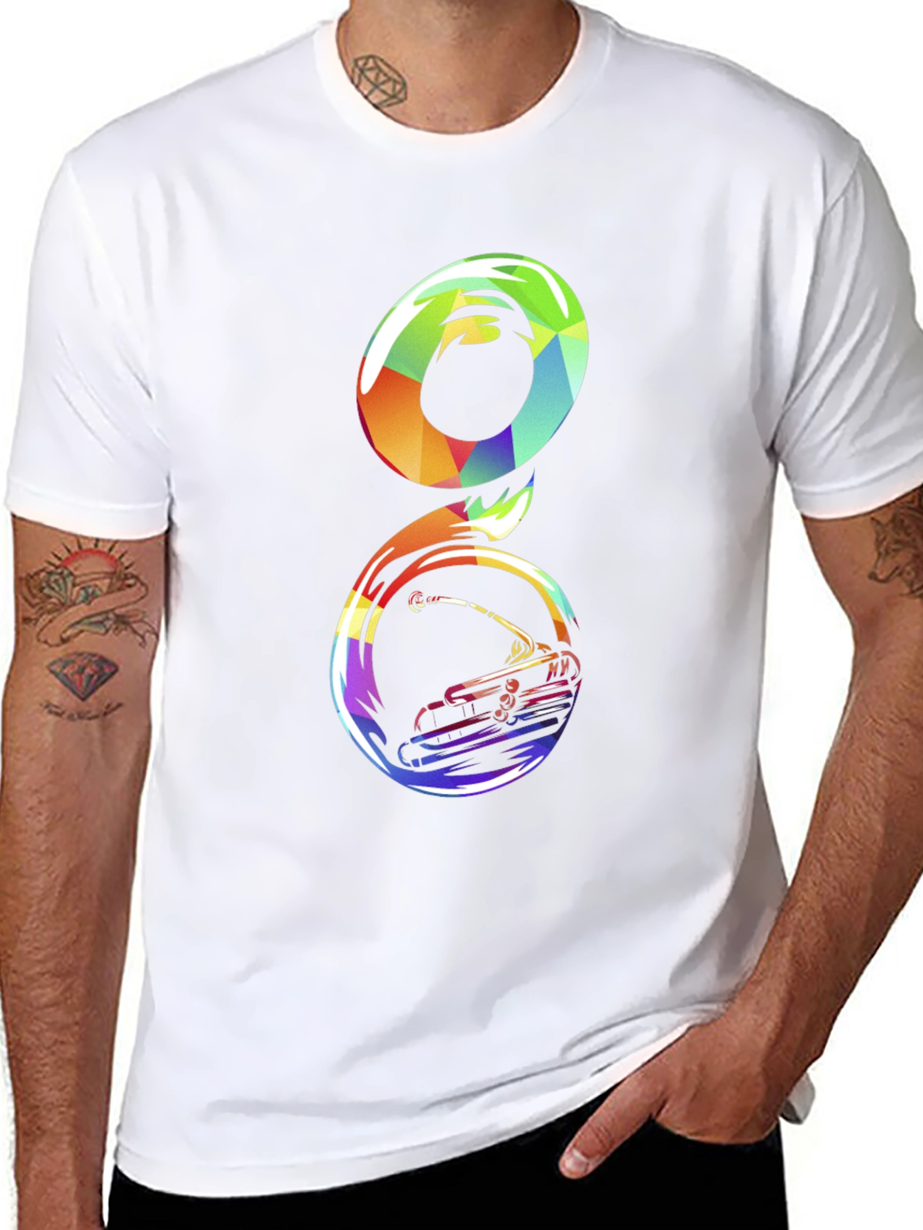 Rainbow Tuba Graphic Tee - Mens Black T-Shirt