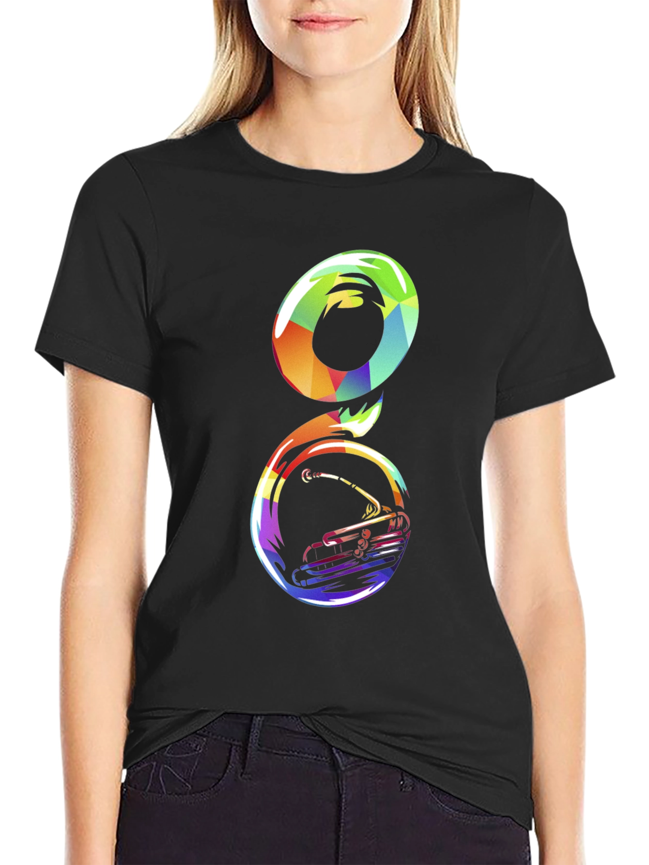 Rainbow Tuba Graphic Tee - Mens Black T-Shirt