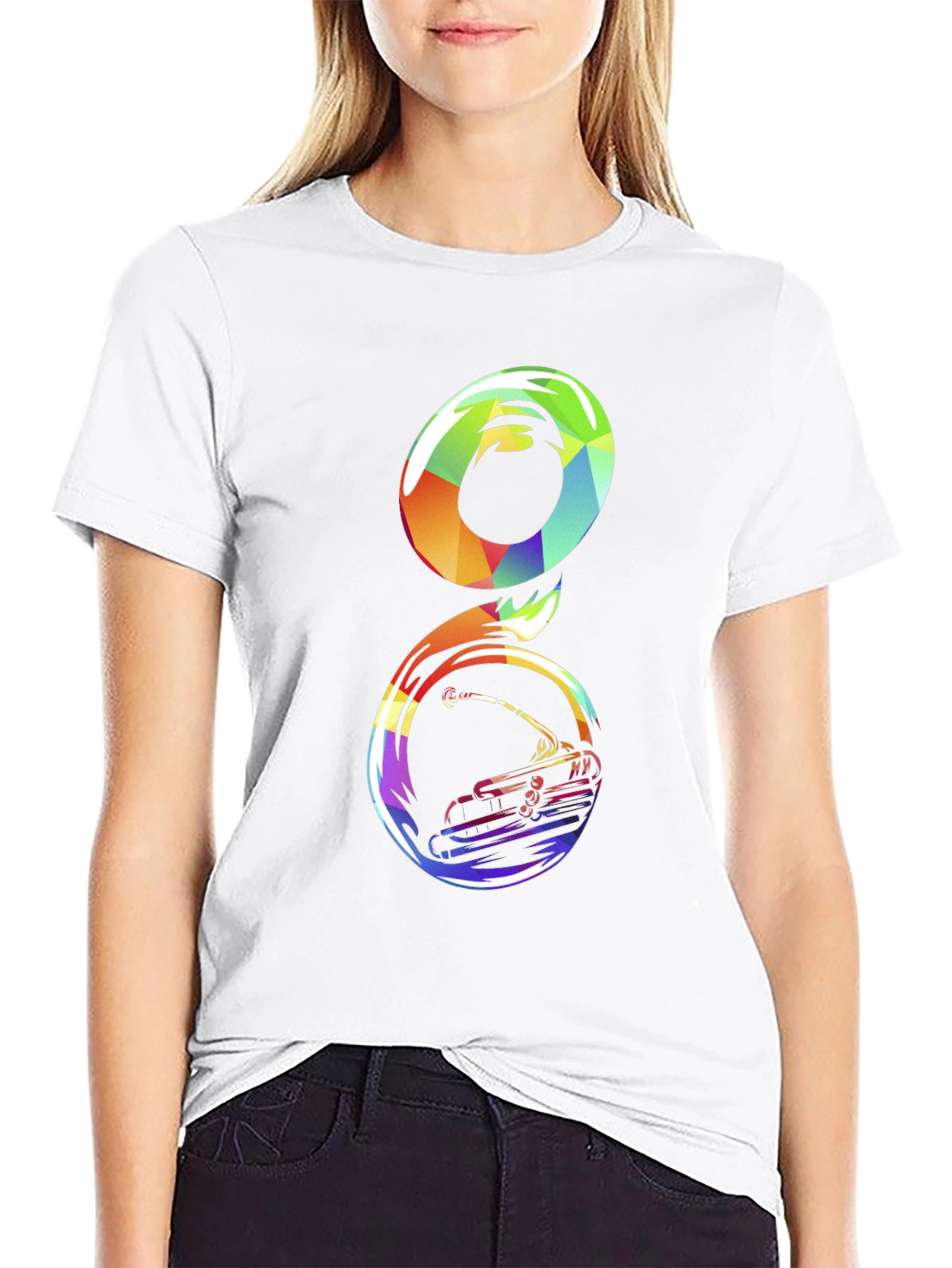 Rainbow Tuba Graphic Tee - Mens Black T-Shirt