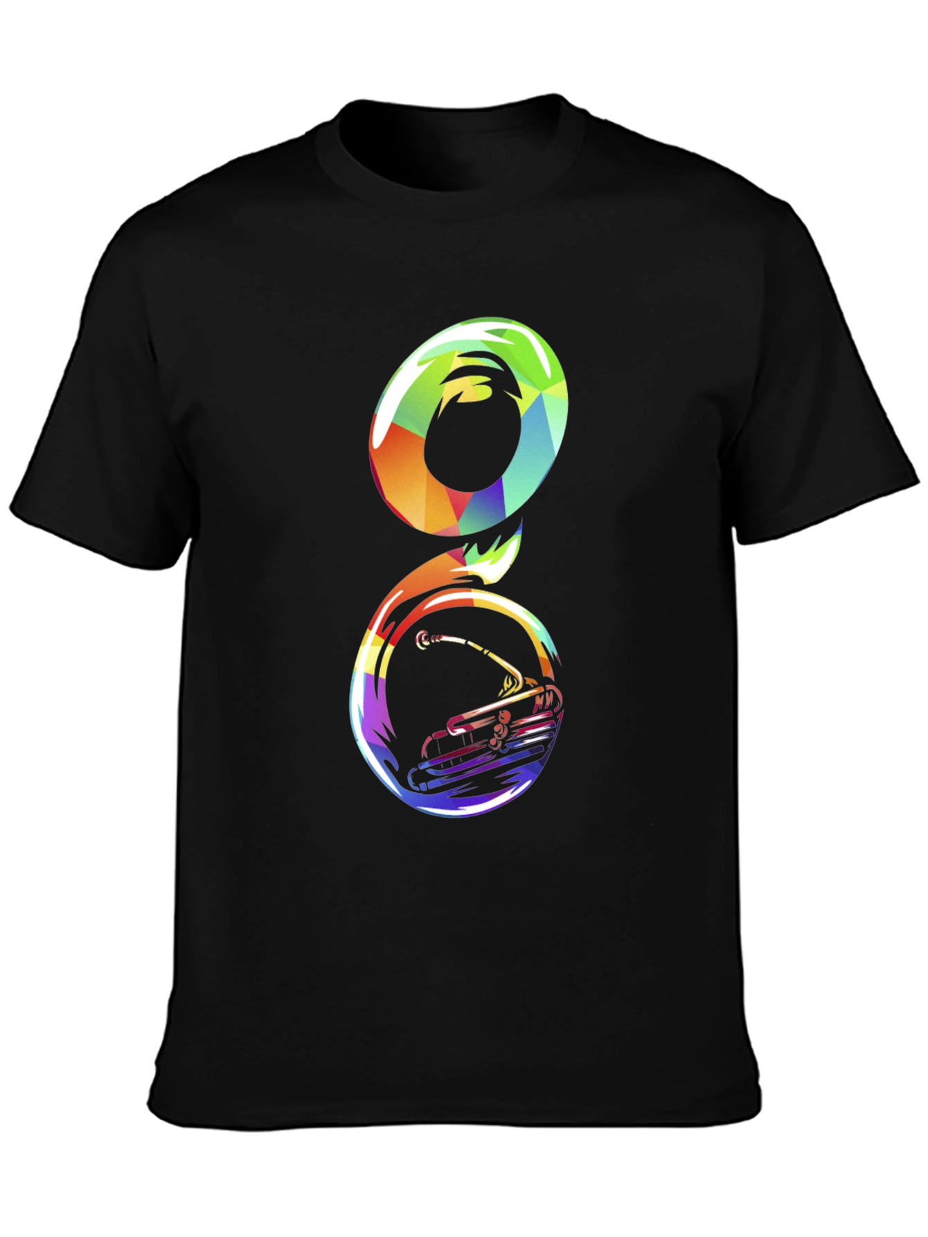 Rainbow Tuba Graphic Tee - Mens Black T-Shirt