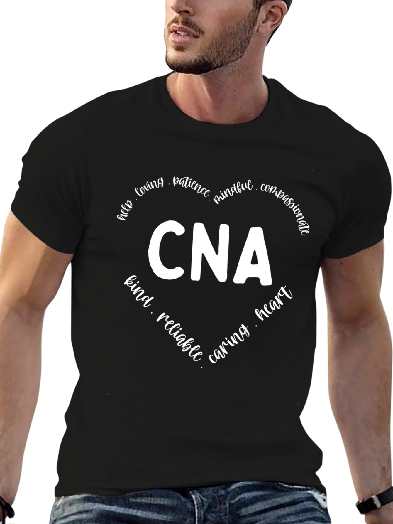CNA Heart Graphic T-Shirt - Caring Compassionate Design