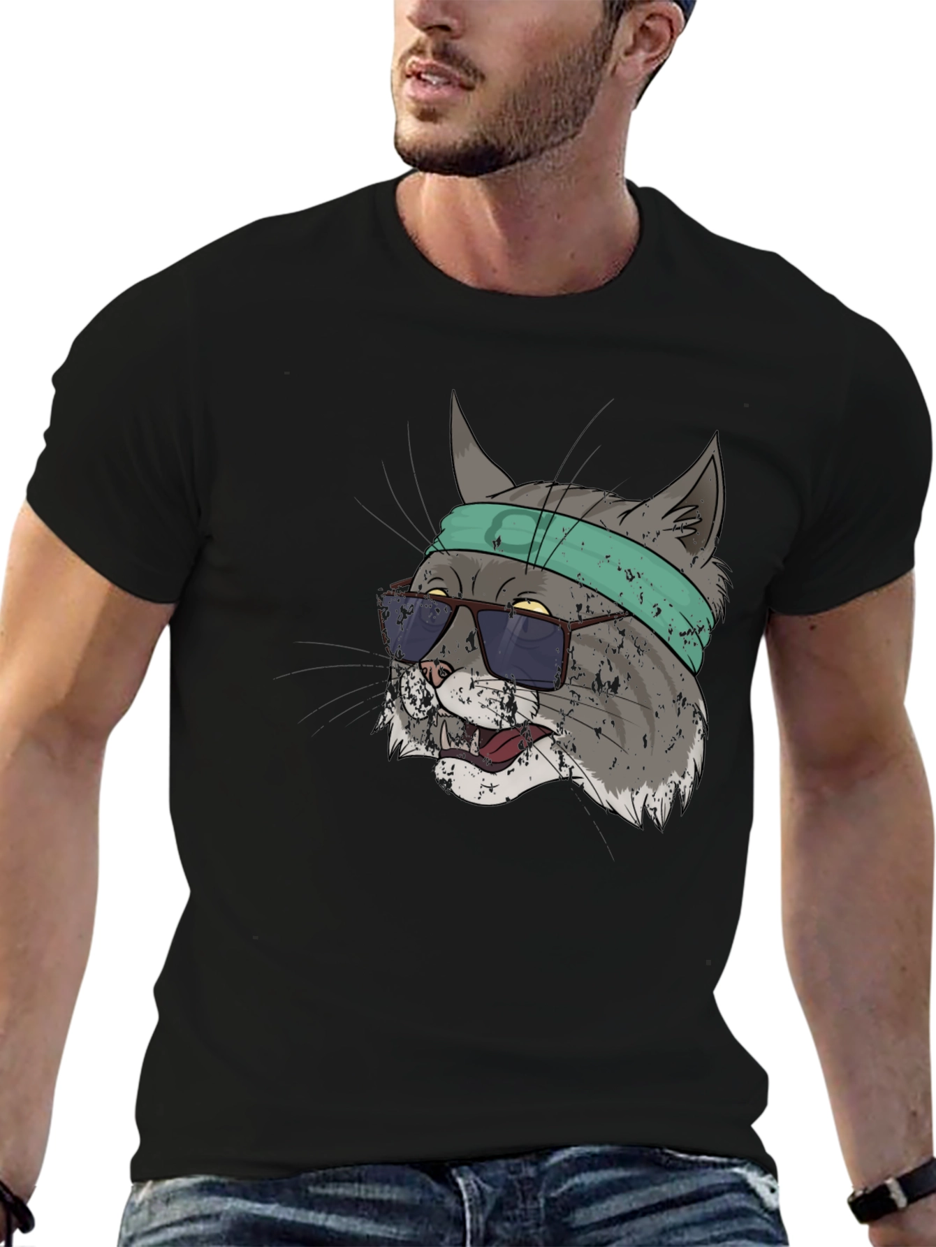 Cool Cat Graphic Tee - Unisex Black T-Shirt