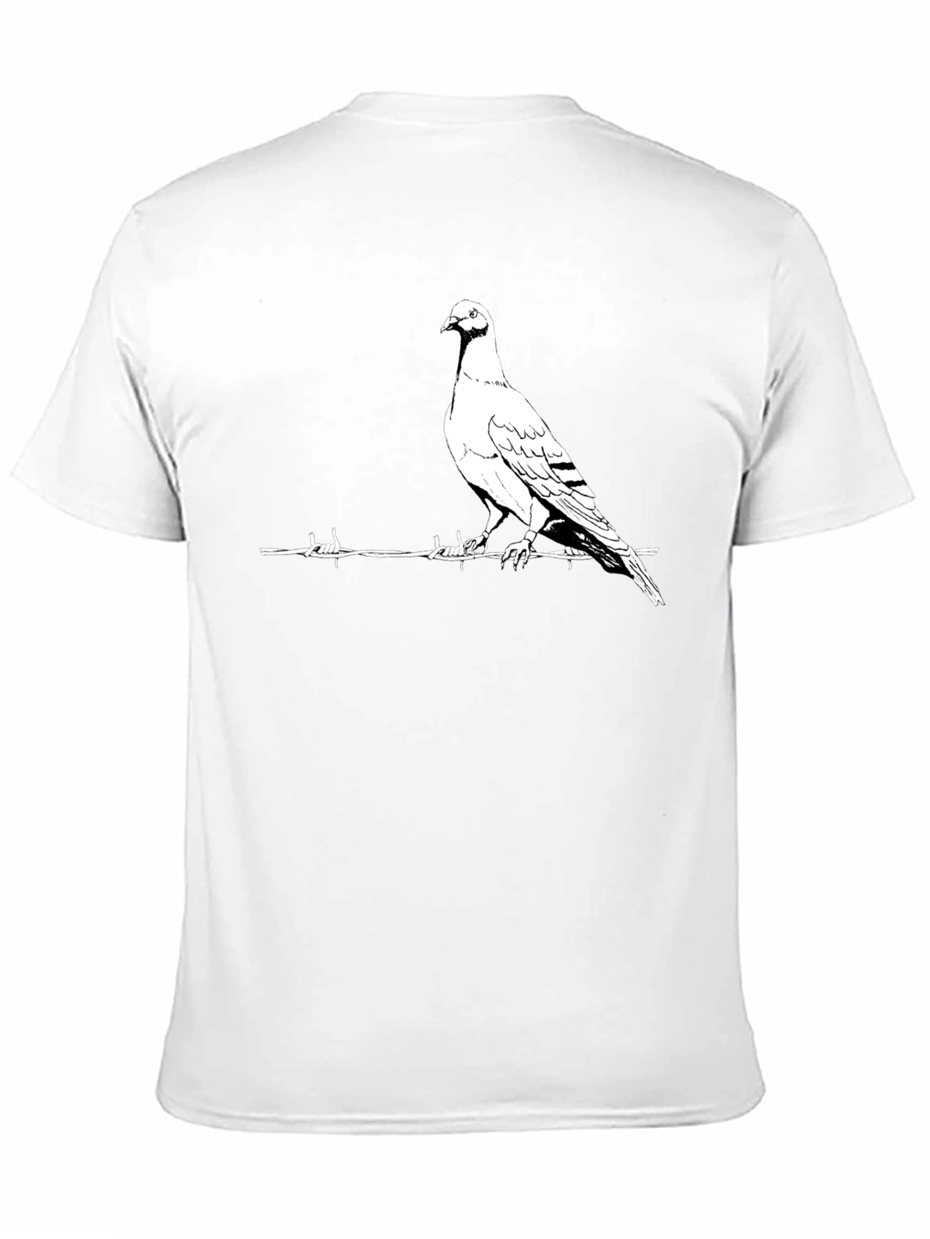 Pigeon on Wire Graphic T-Shirt - Black Cotton Tee