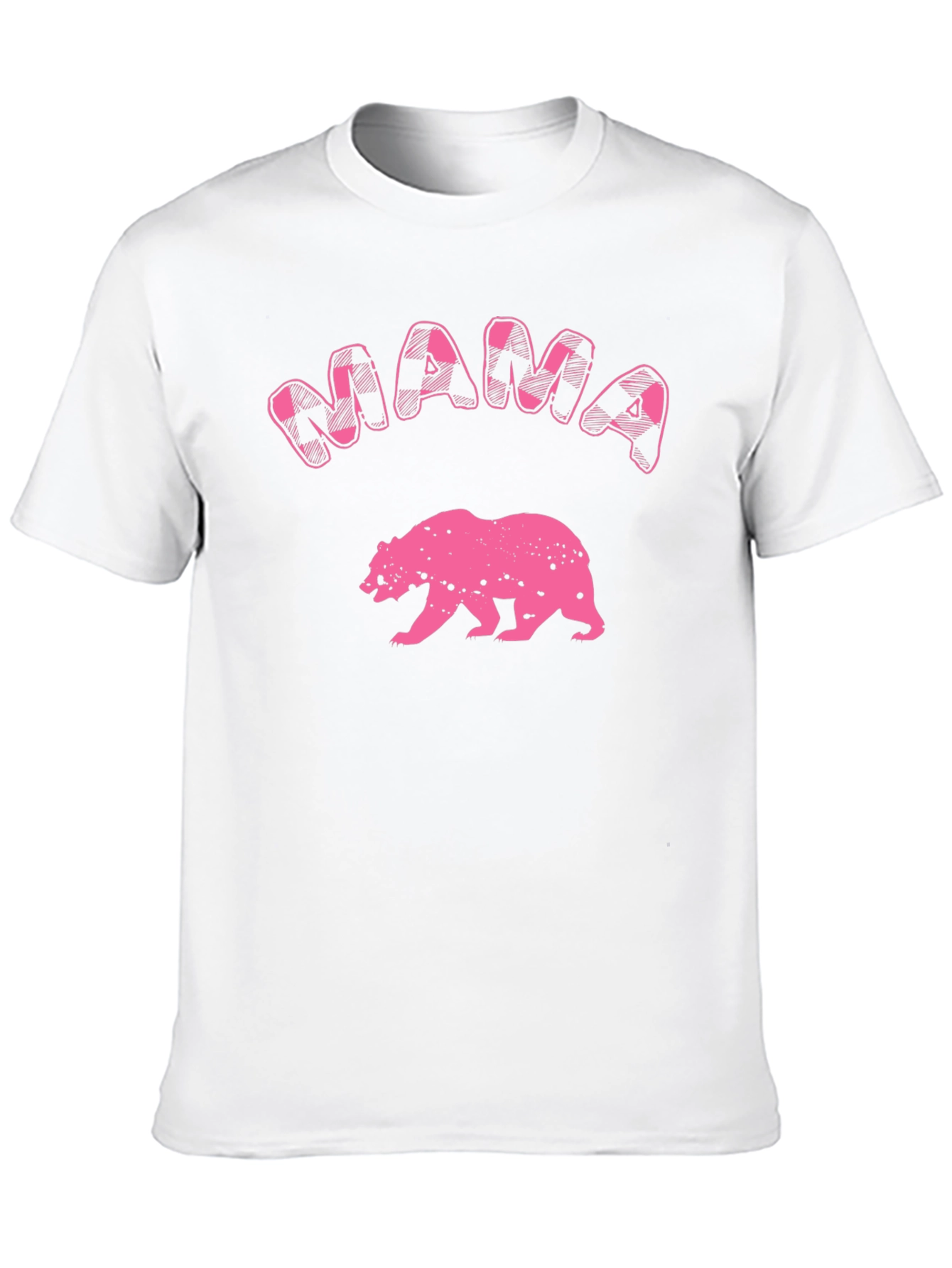 Mama Bear T-Shirt - Pink Plaid Graphic Tee