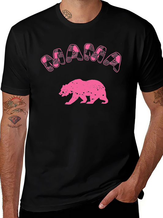 Mama Bear T-Shirt - Pink Plaid Graphic Tee
