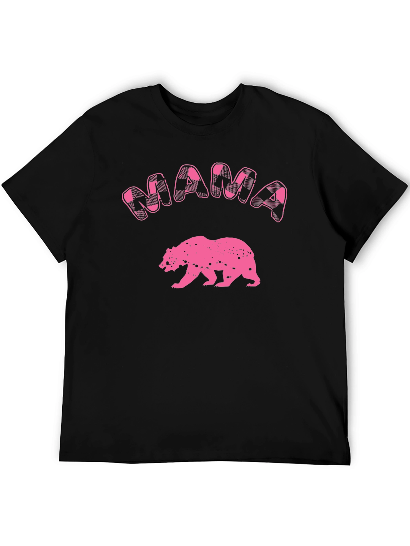 Mama Bear T-Shirt - Pink Plaid Graphic Tee