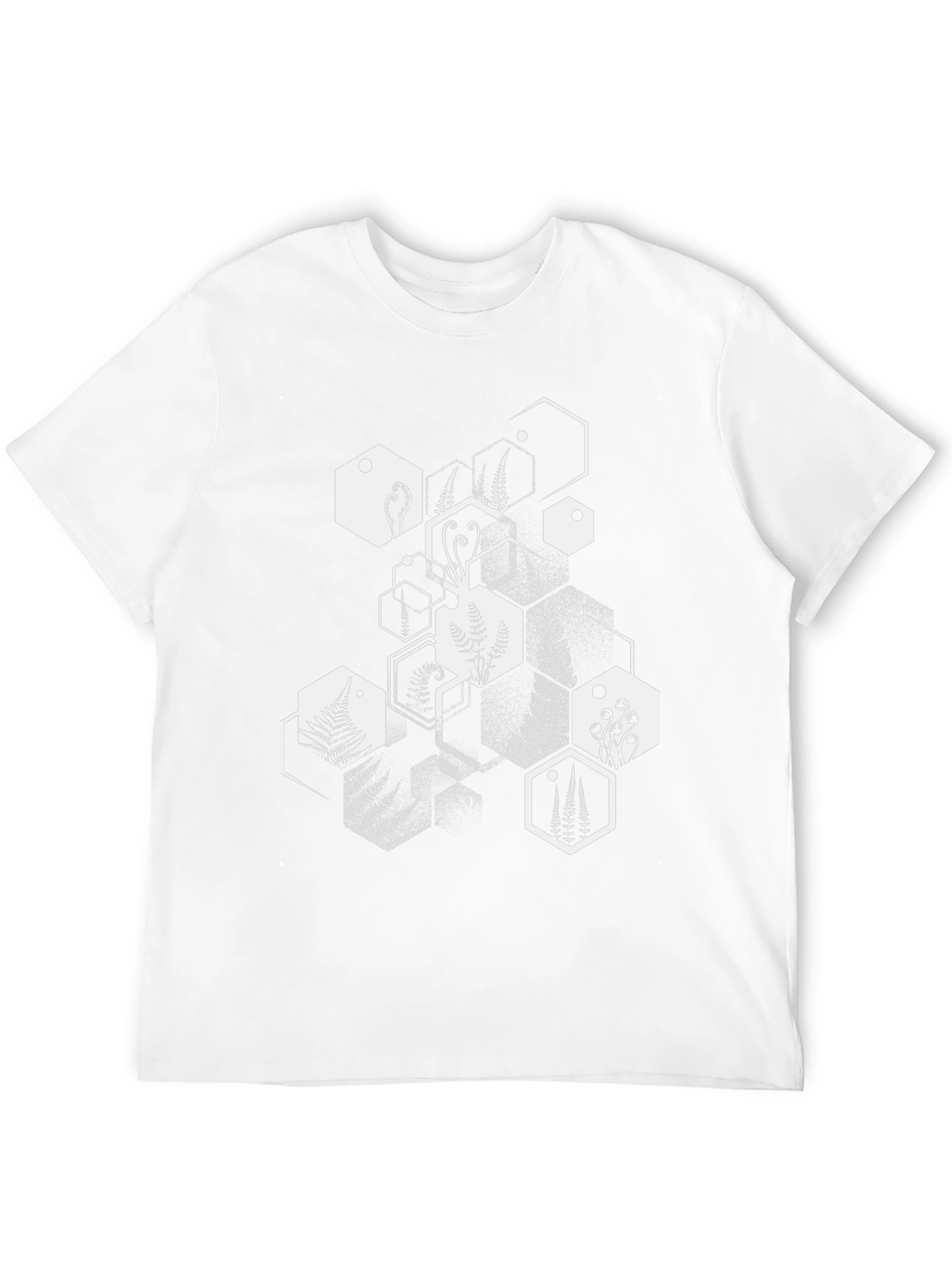 Geometric Fern Print Black T-Shirt