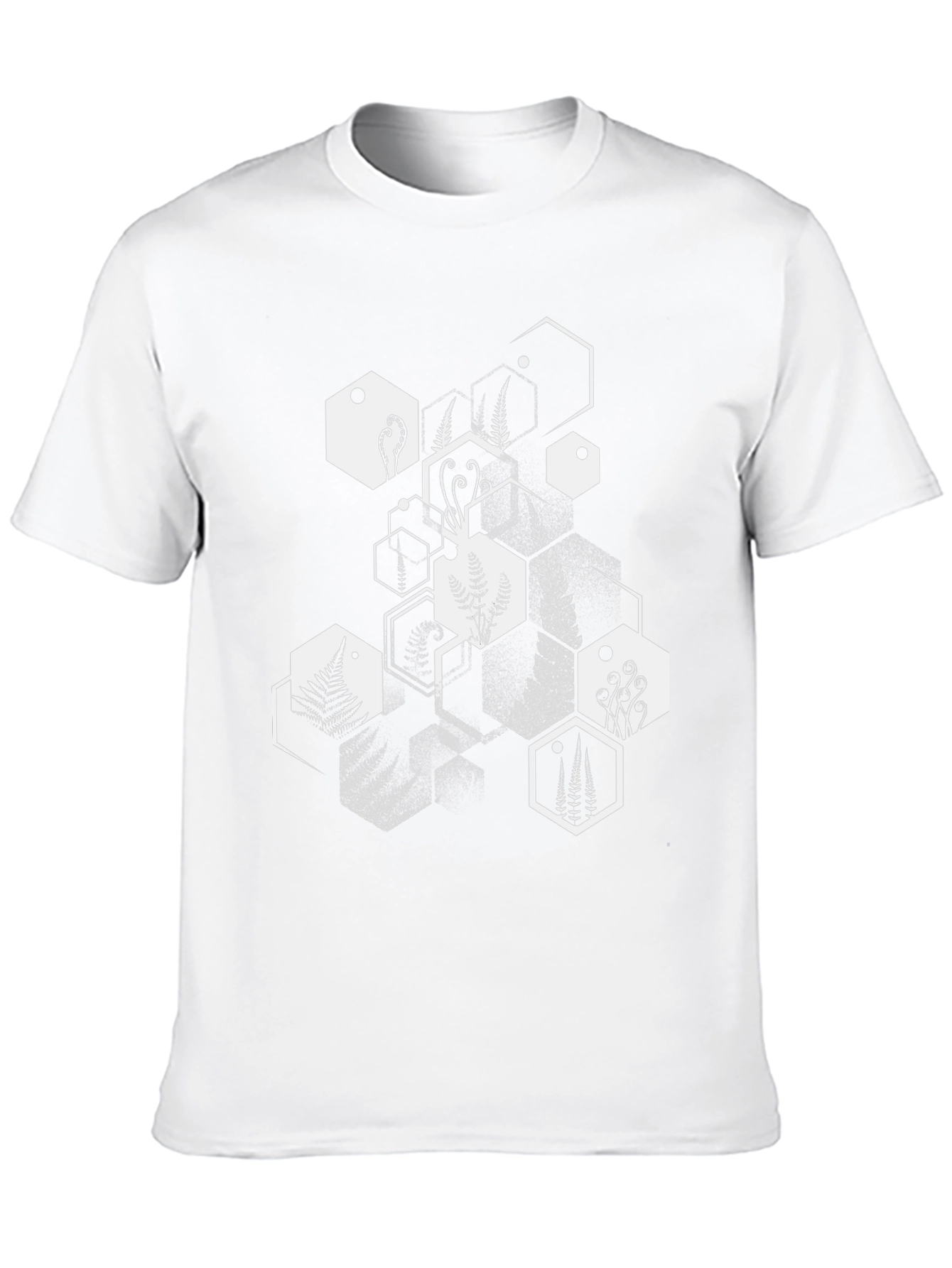 Geometric Fern Print Black T-Shirt