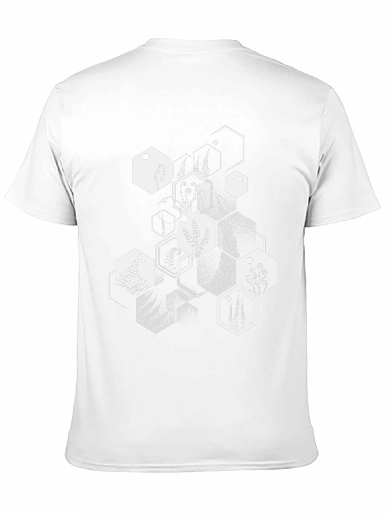Geometric Fern Print Black T-Shirt