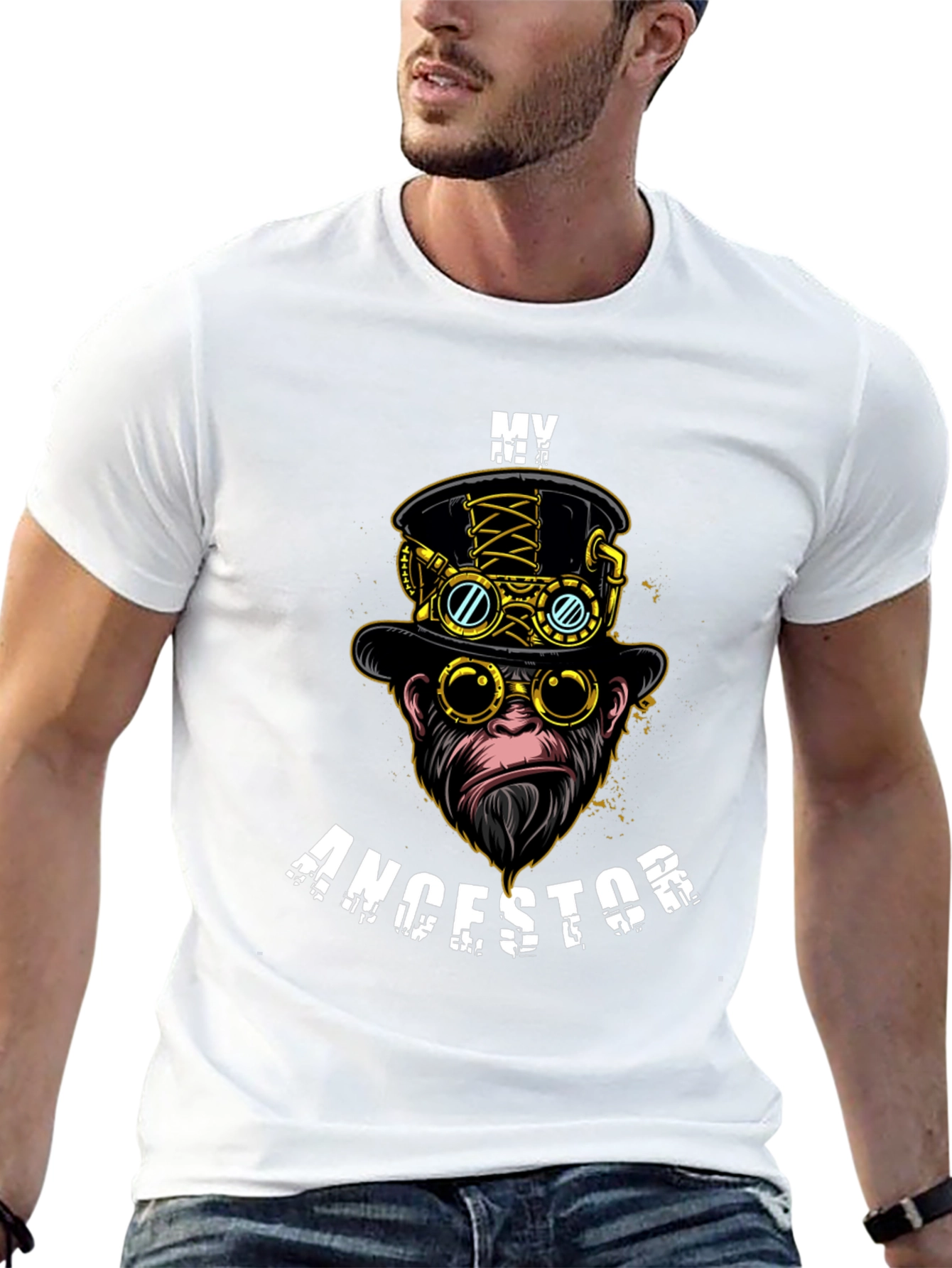 Steampunk Monkey Ancestor Graphic T-Shirt