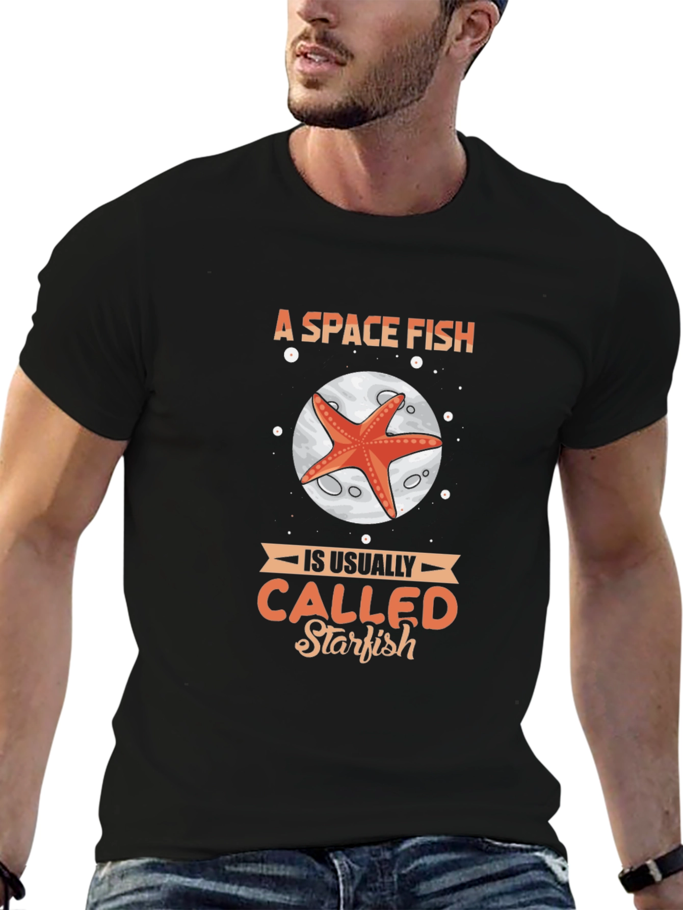 Space Fish Starfish Graphic T-Shirt