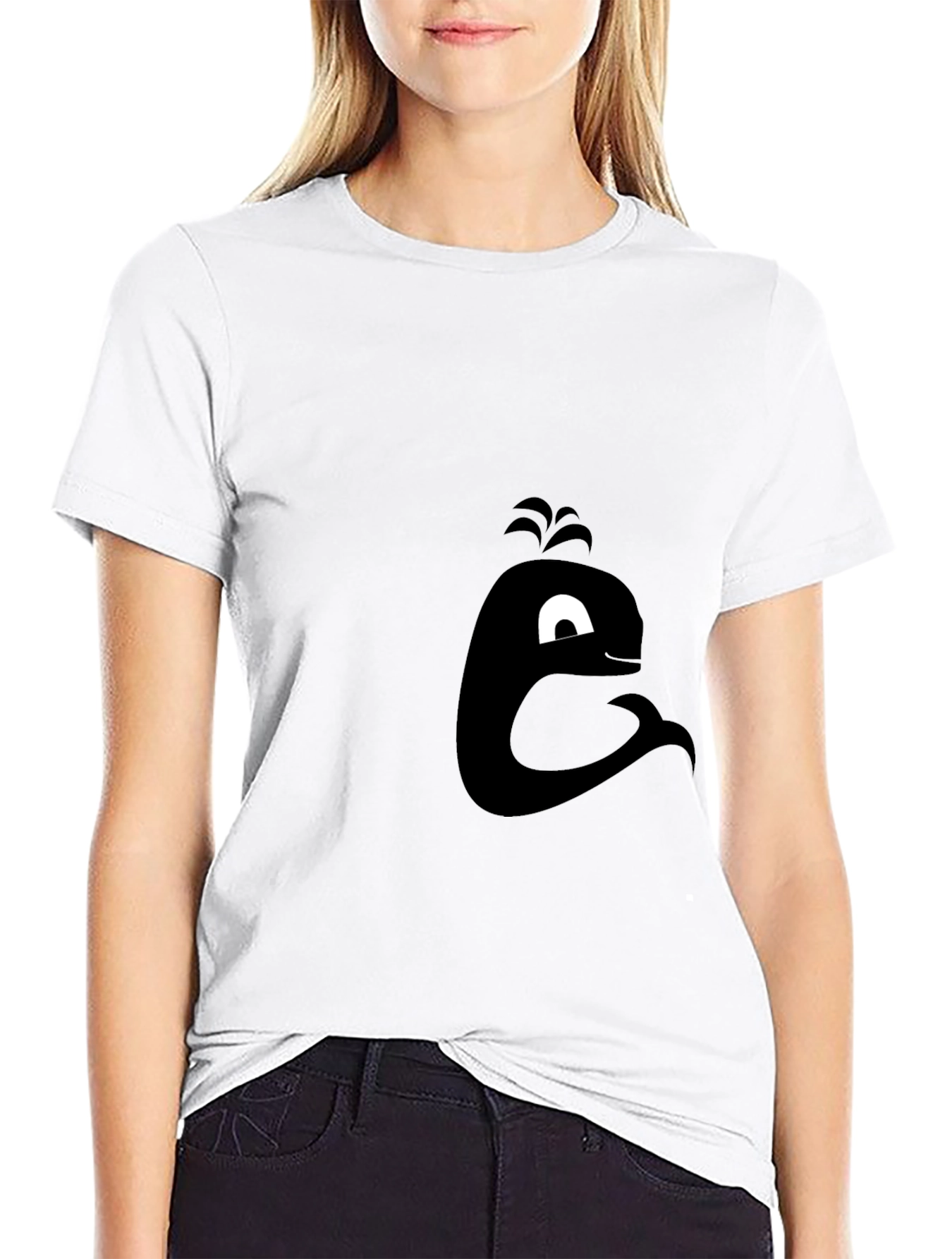 Whimsical Whale Graphic Tee - Black Cotton T-Shirt