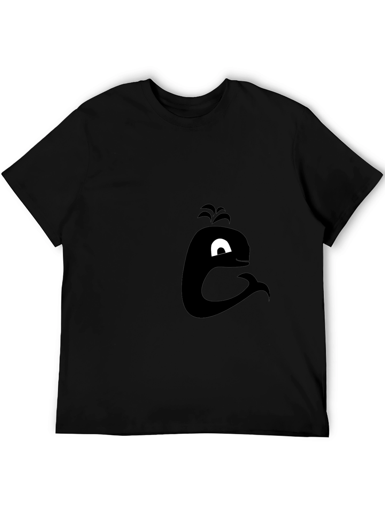 Whimsical Whale Graphic Tee - Black Cotton T-Shirt