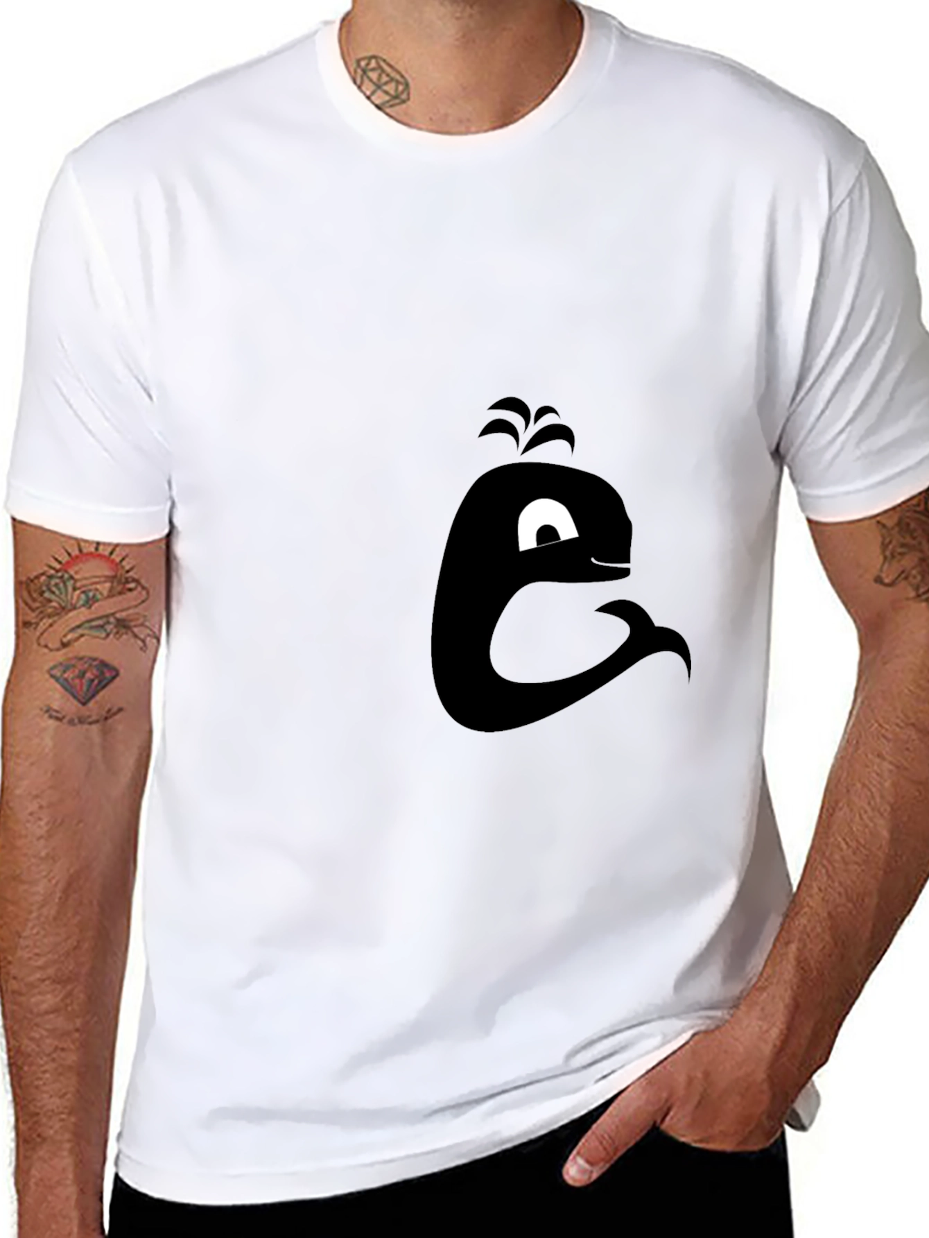 Whimsical Whale Graphic Tee - Black Cotton T-Shirt