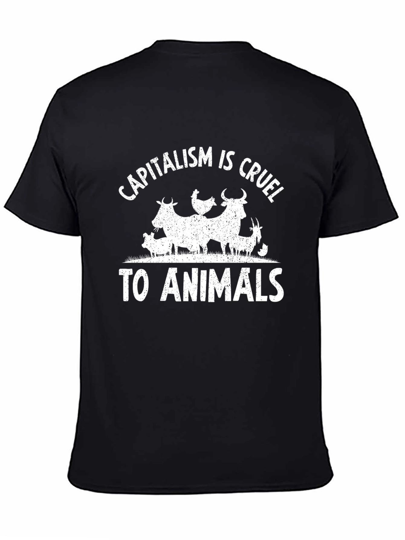 Capitalism is Cruel to Animals Black T-Shirt