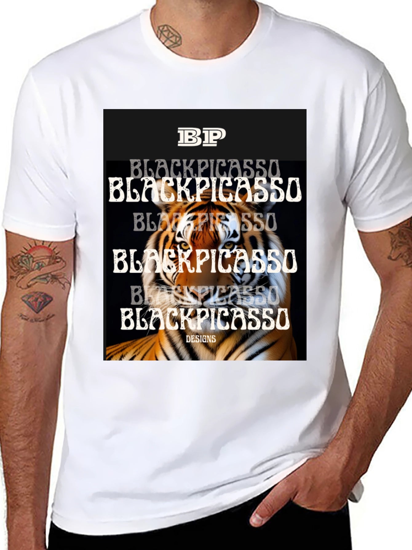 Black Picasso Tiger Graphic Tee