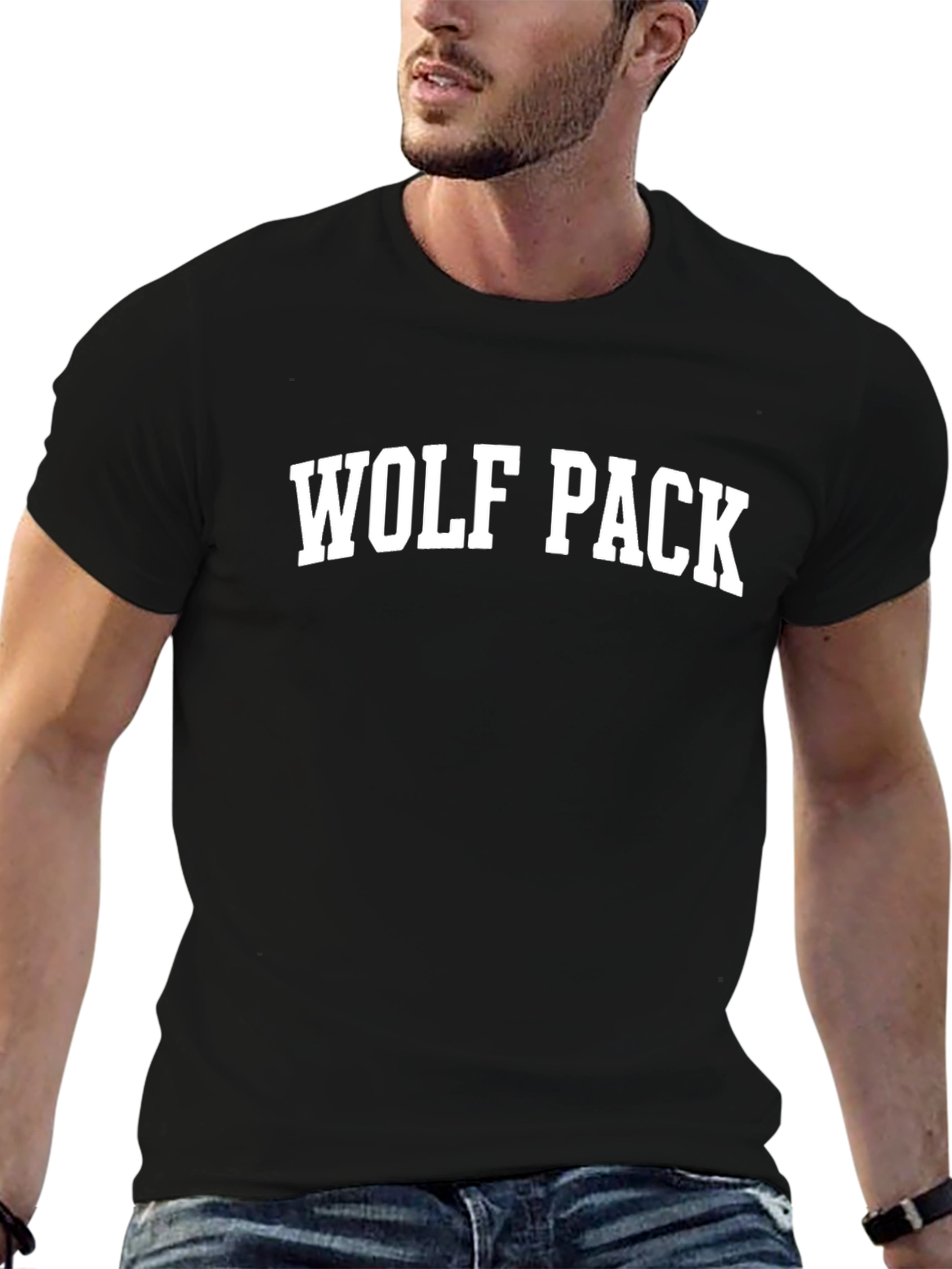 Wolf Pack Graphic Tee - Black Cotton Blend T-Shirt