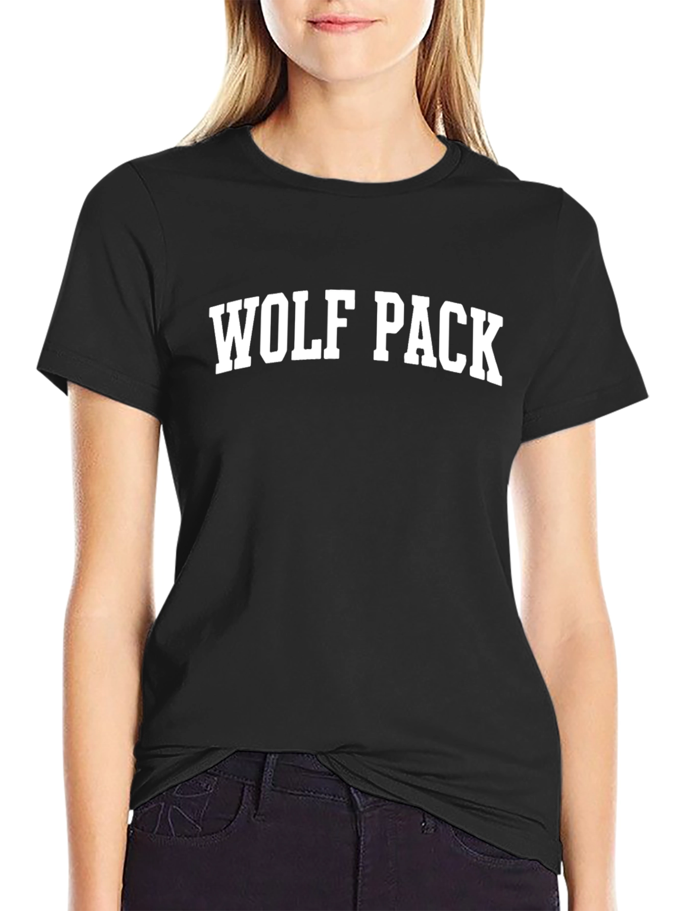 Wolf Pack Graphic Tee - Black Cotton Blend T-Shirt