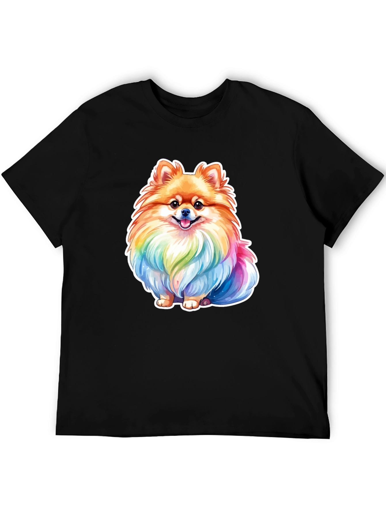 Rainbow Pomeranian Dog Graphic T-Shirt