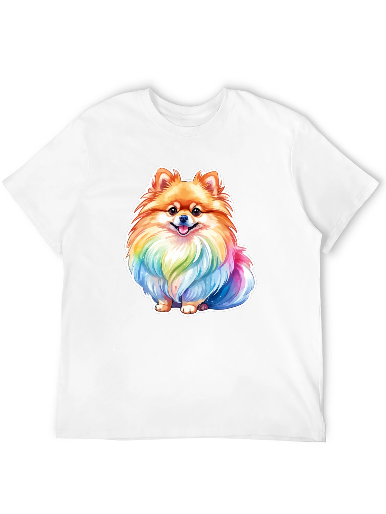 Rainbow Pomeranian Dog Graphic T-Shirt