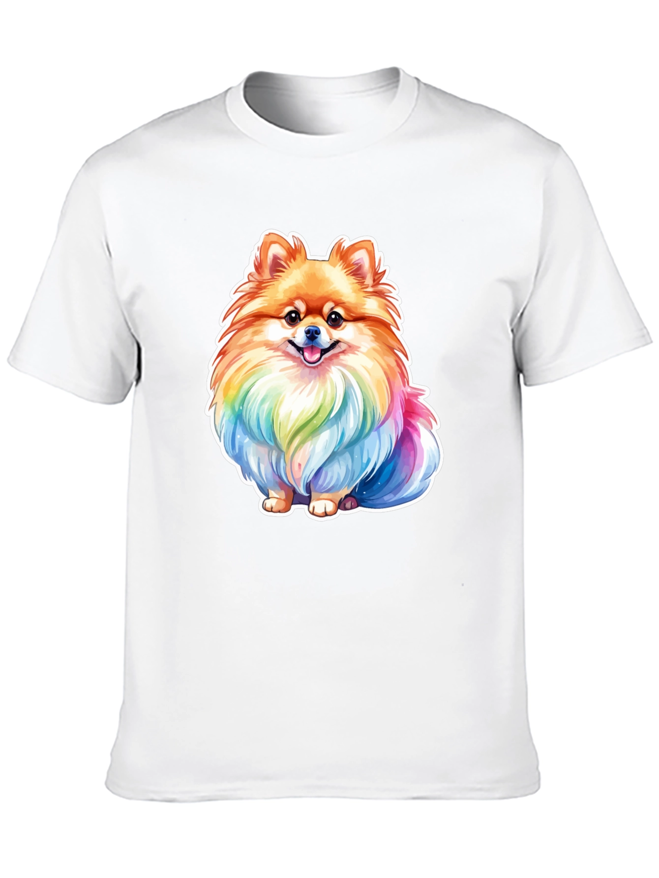 Rainbow Pomeranian Dog Graphic T-Shirt