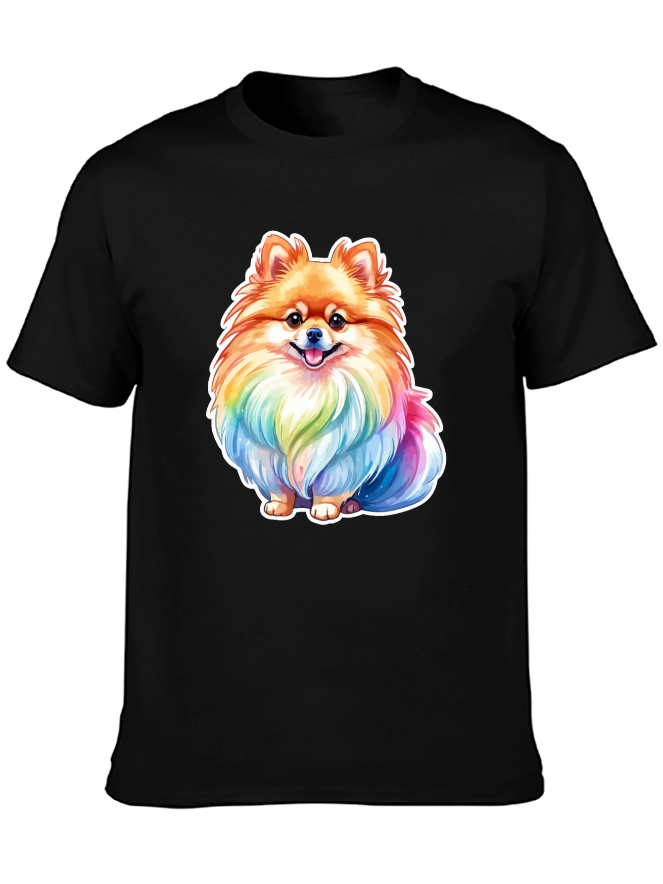 Rainbow Pomeranian Dog Graphic T-Shirt