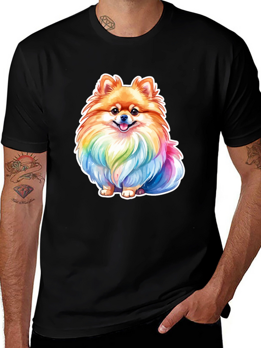 Rainbow Pomeranian Dog Graphic T-Shirt
