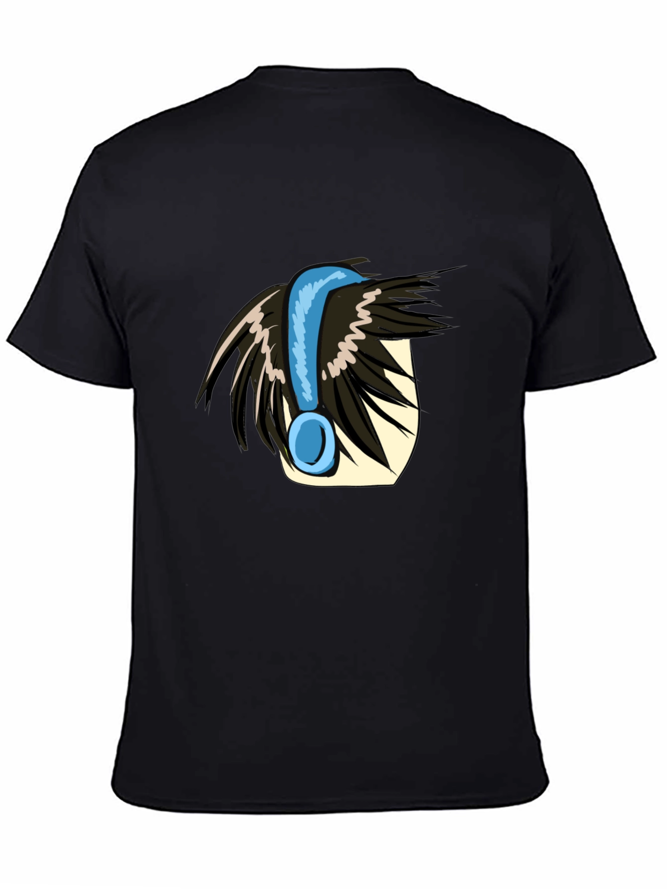 Anime Style Headphone Graphic Tee - Black