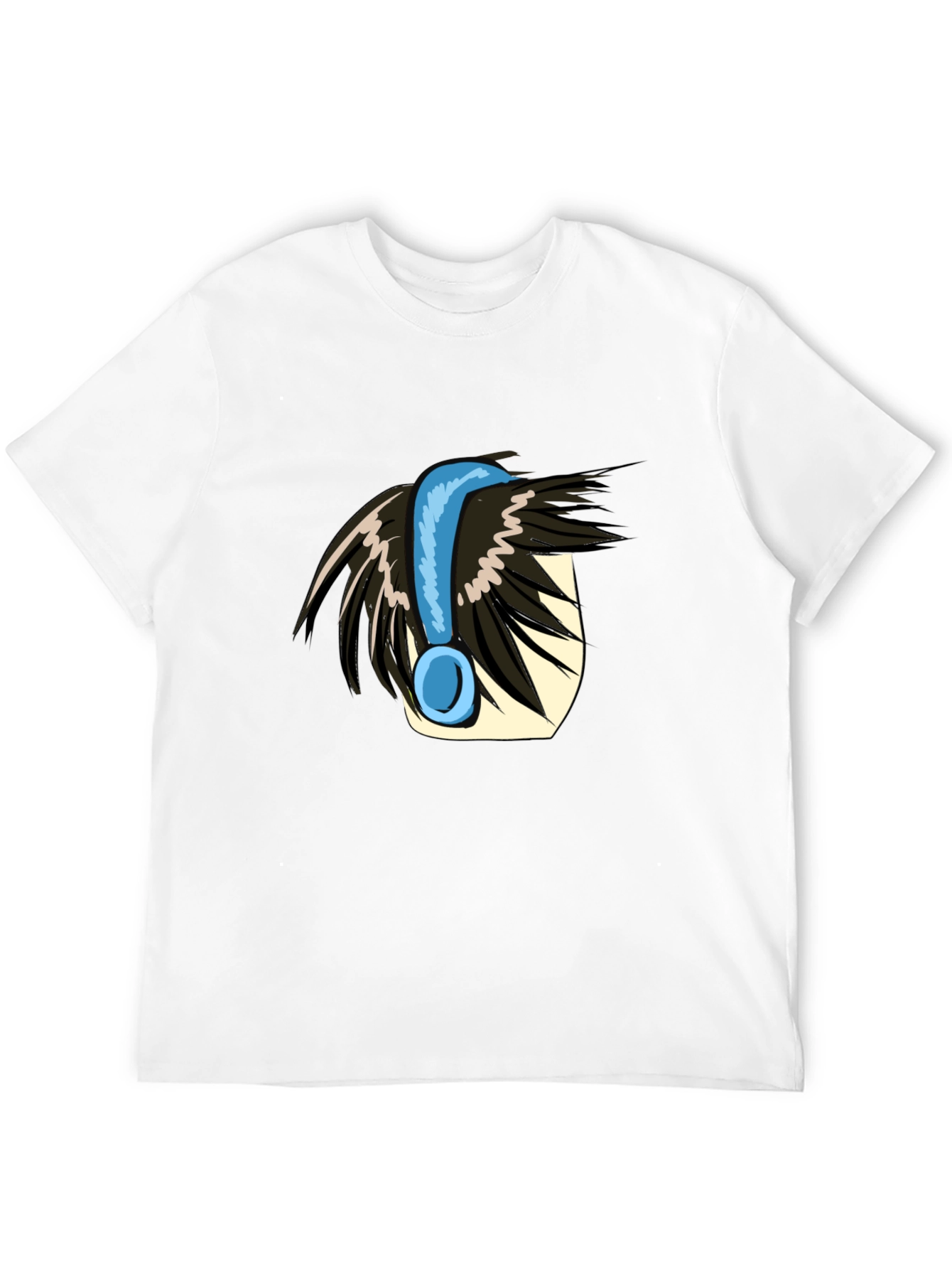 Anime Style Headphone Graphic Tee - Black