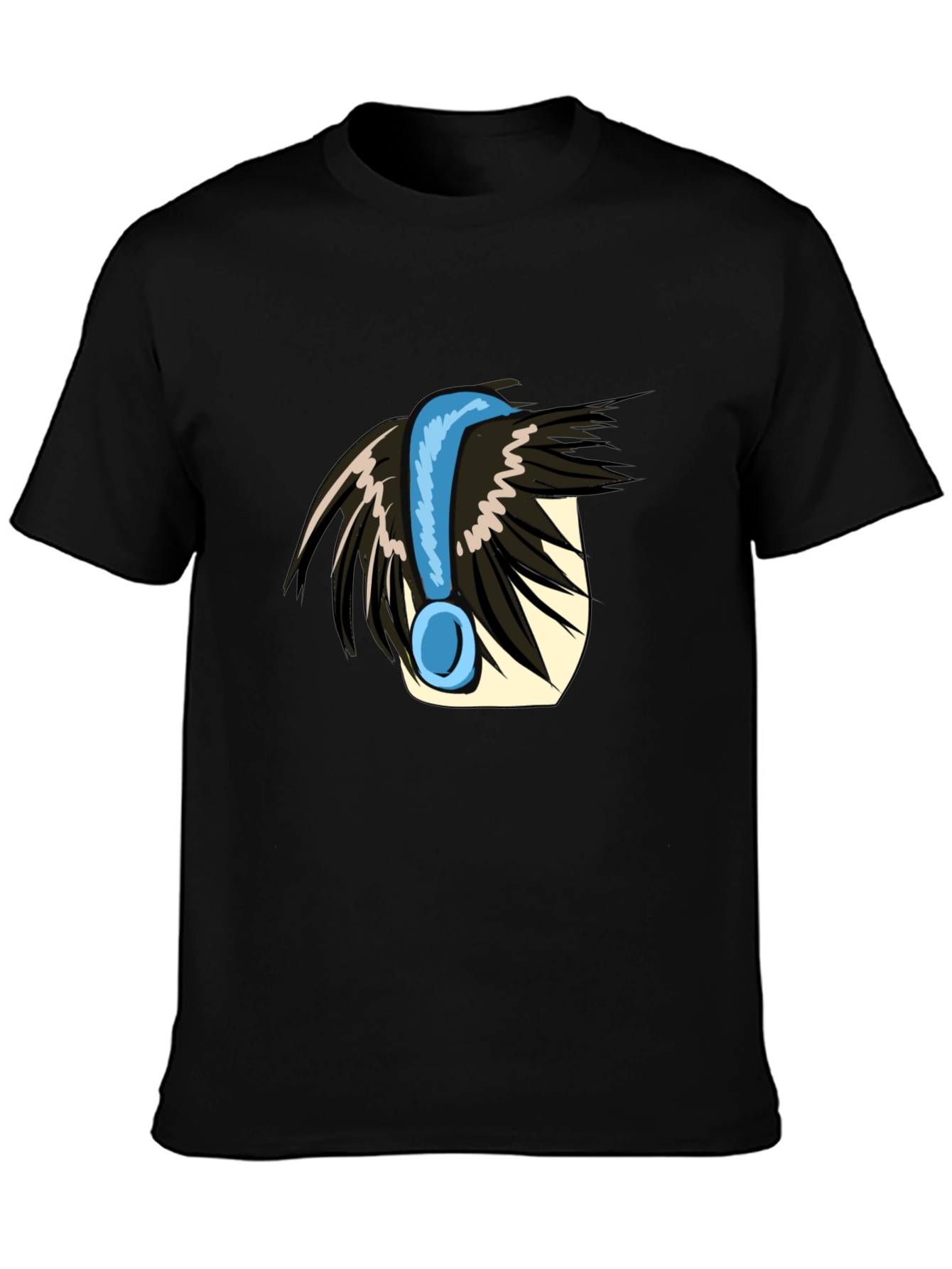 Anime Style Headphone Graphic Tee - Black