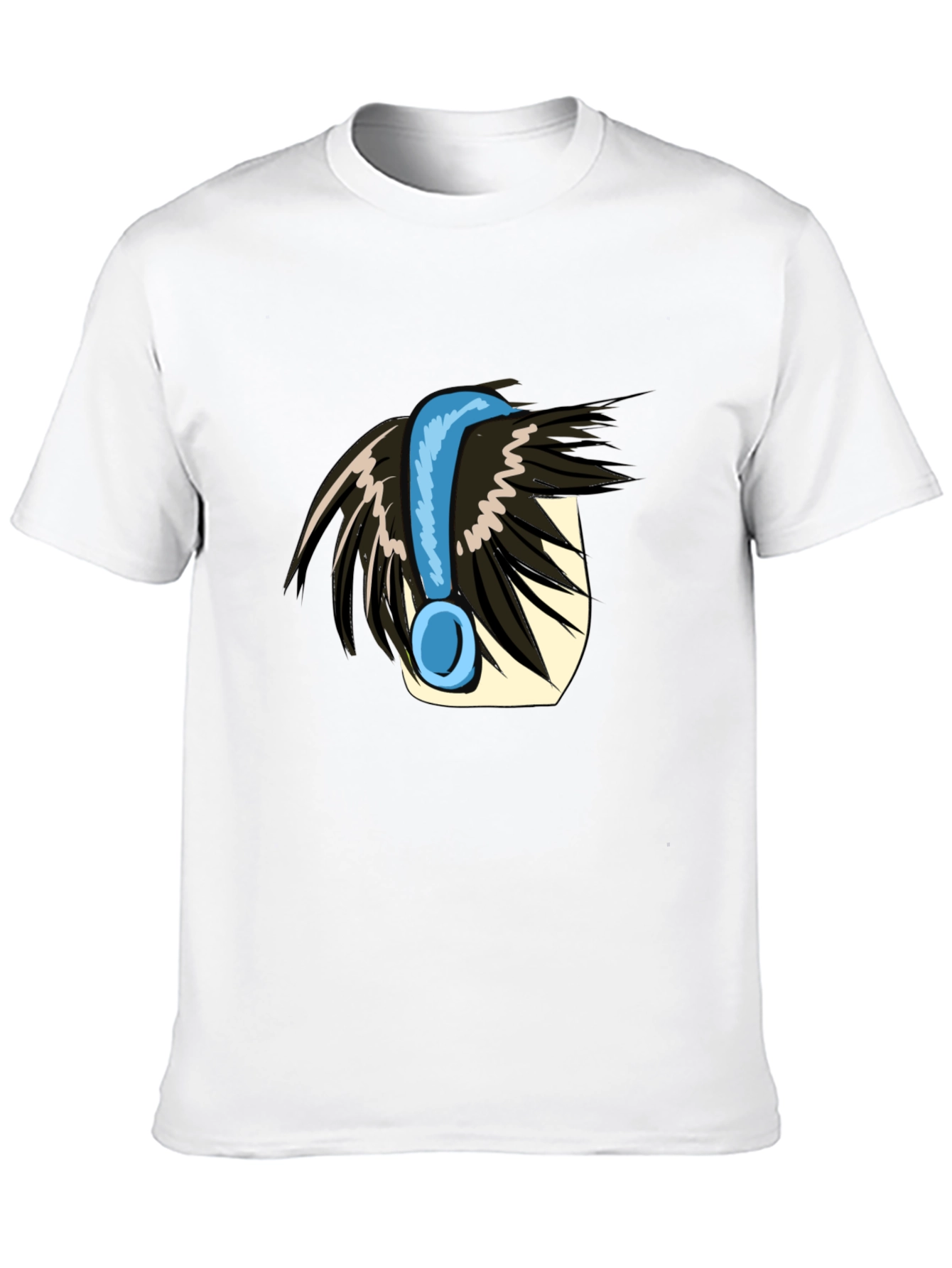 Anime Style Headphone Graphic Tee - Black