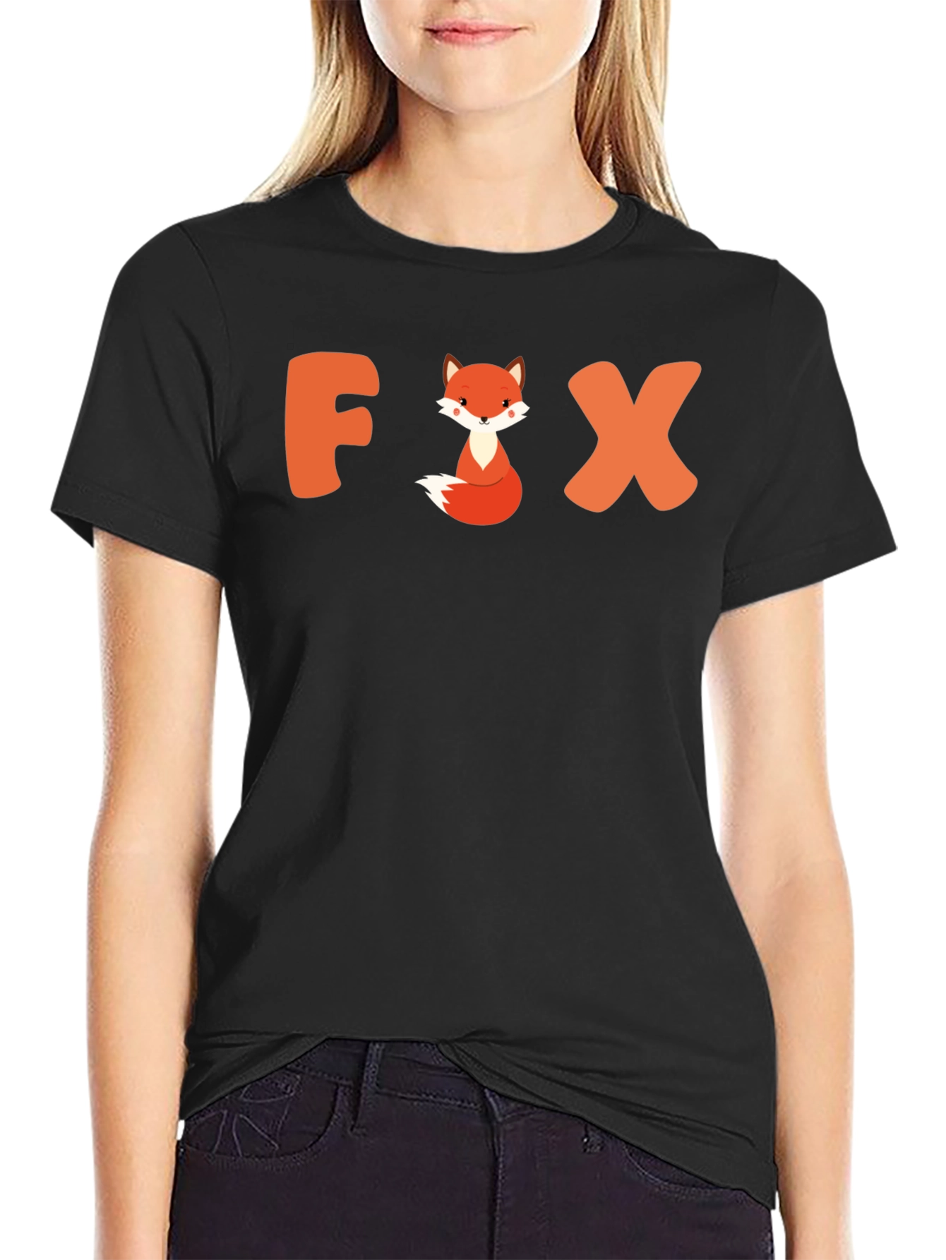 Cute Fox Graphic Tee - Unisex Black T-Shirt