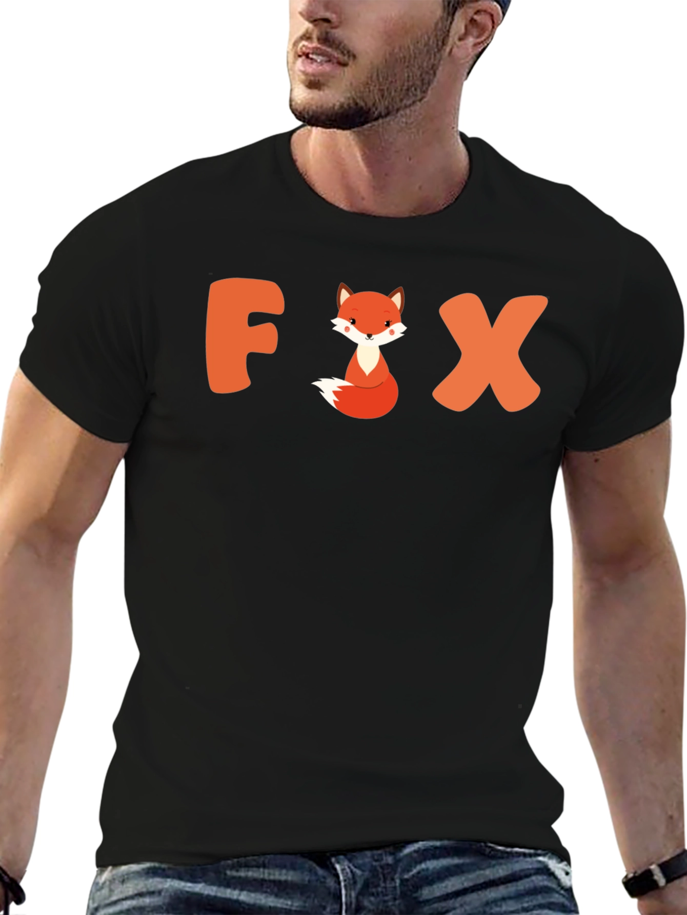Cute Fox Graphic Tee - Unisex Black T-Shirt