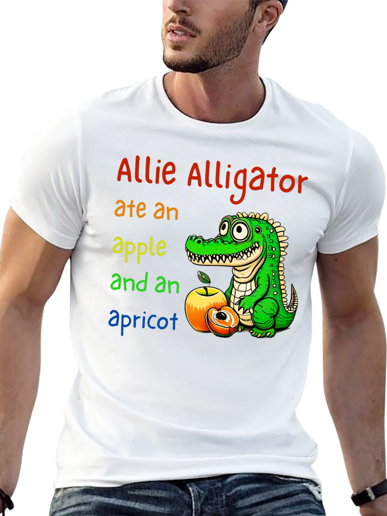 Allie Alligator Eats Apple & Apricot Graphic Tee