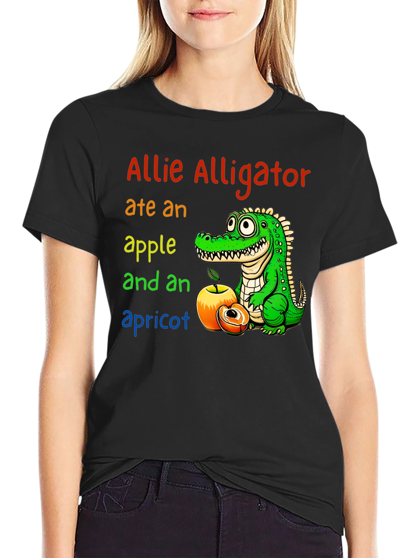 Allie Alligator Eats Apple & Apricot Graphic Tee
