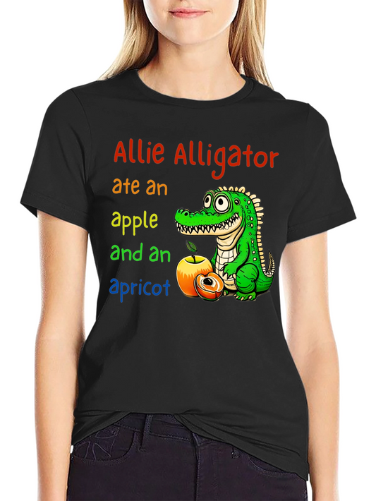 Allie Alligator Eats Apple & Apricot Graphic Tee