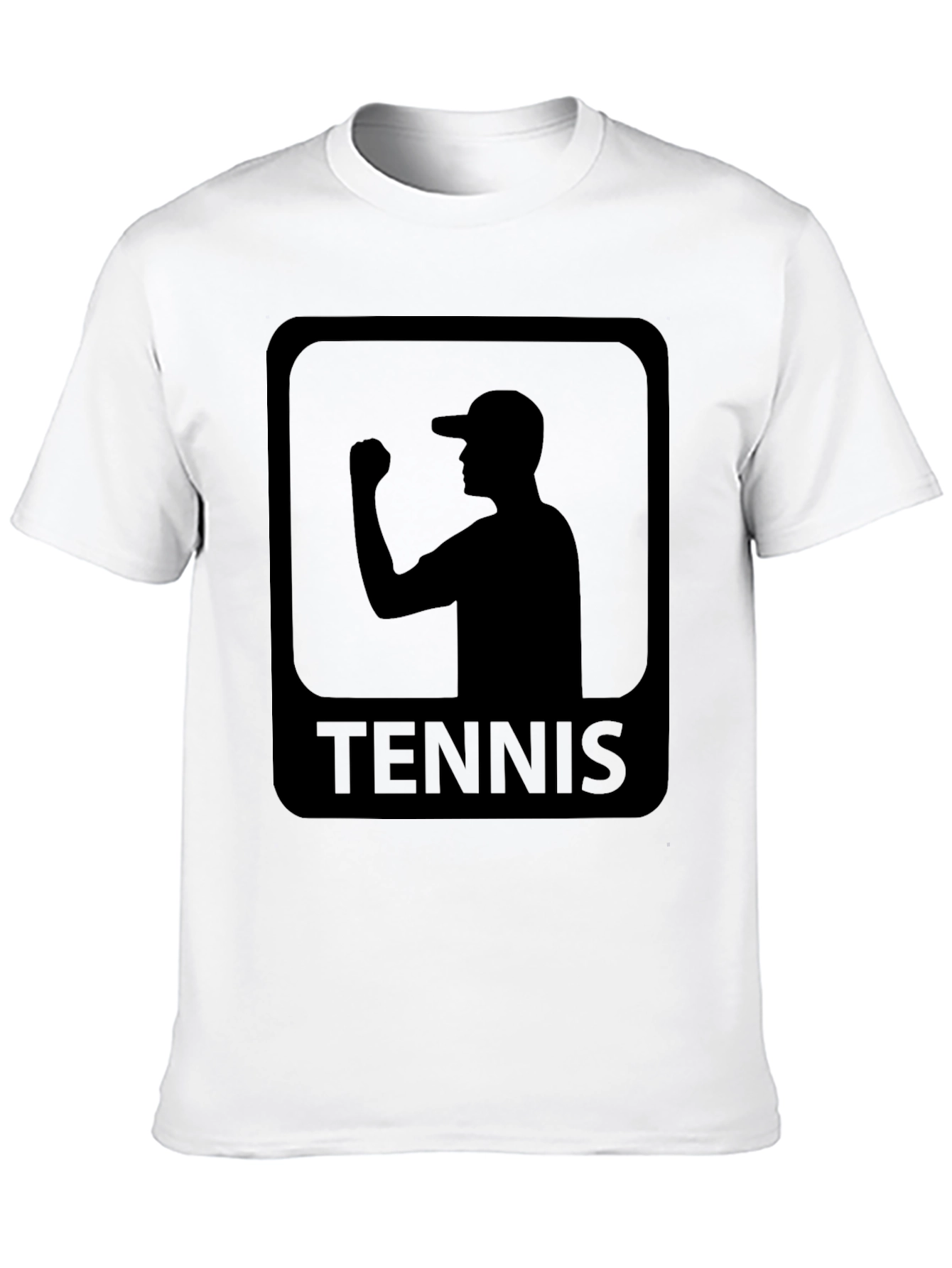 Tennis Player Silhouette Graphic Tee - Black