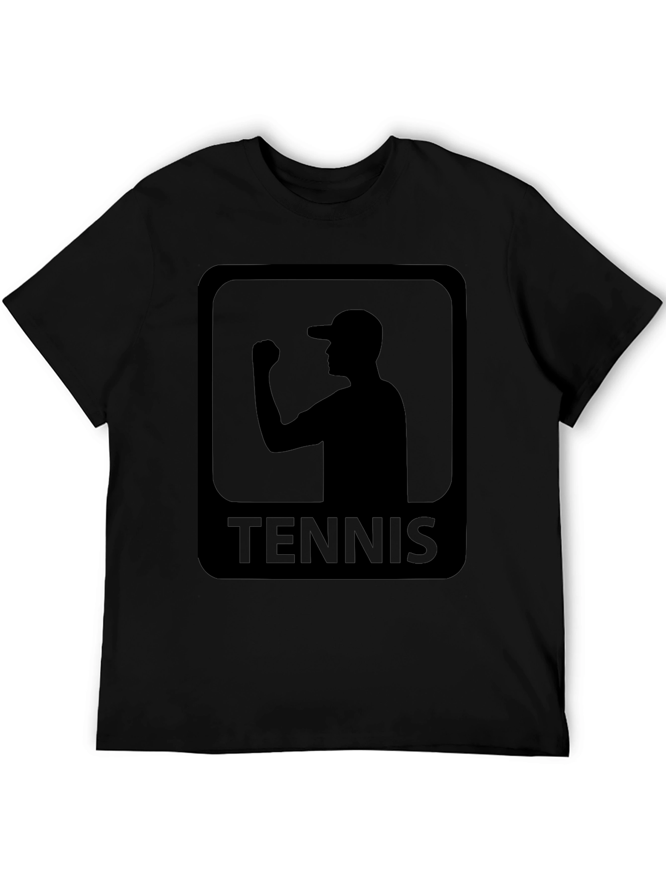 Tennis Player Silhouette Graphic Tee - Black