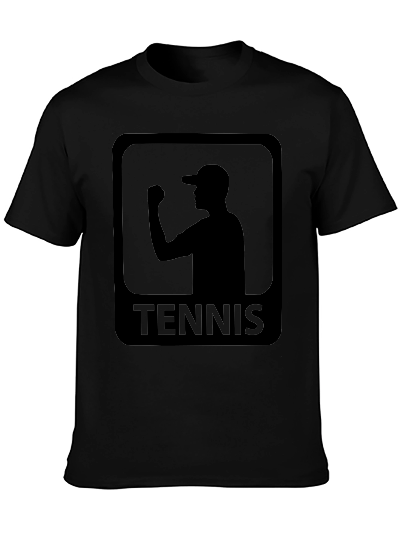Tennis Player Silhouette Graphic Tee - Black