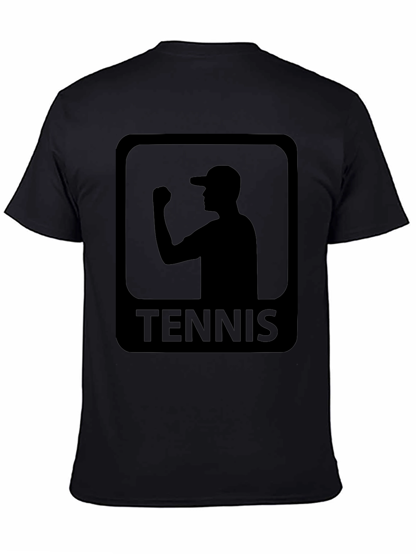 Tennis Player Silhouette Graphic Tee - Black