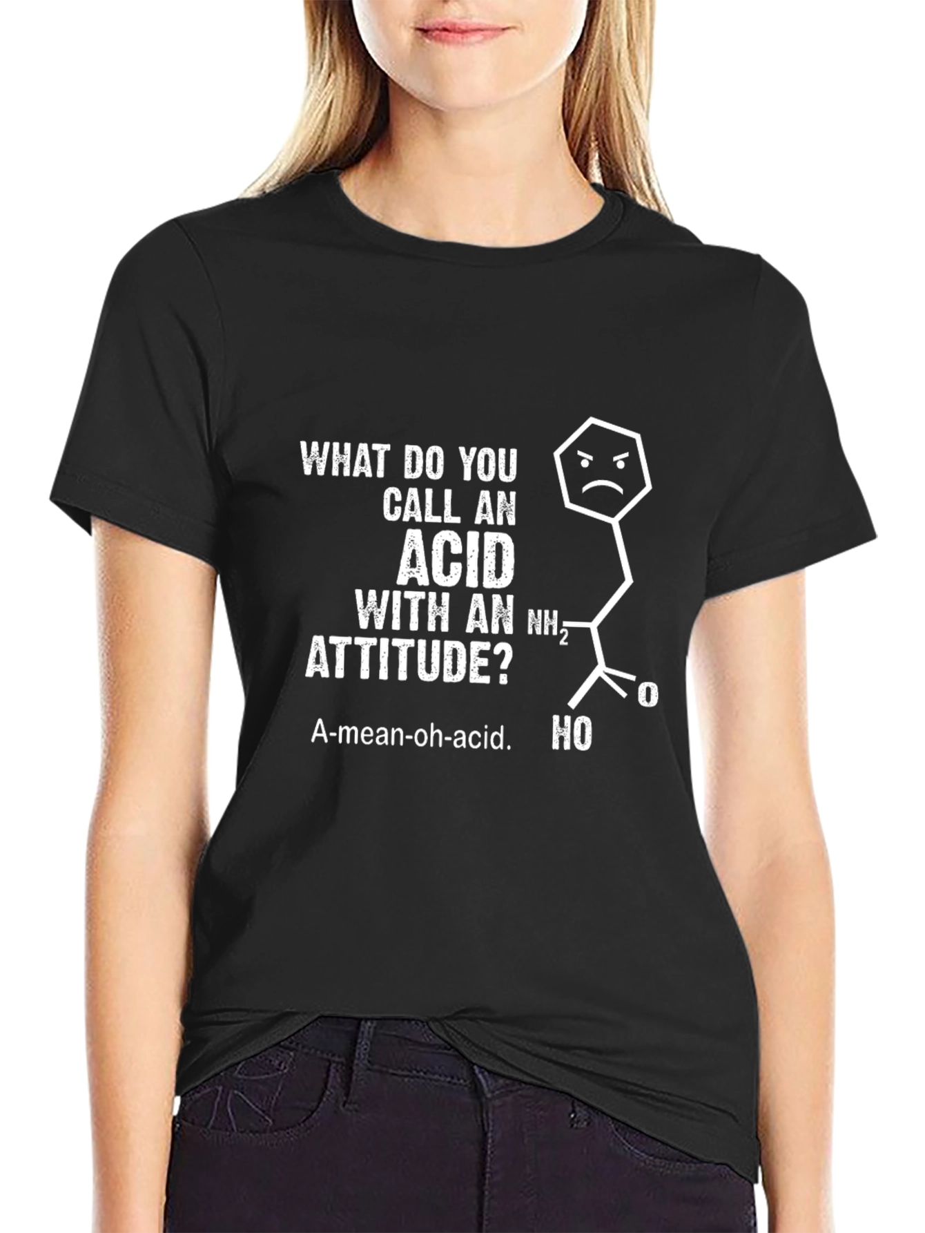 Funny Chemistry Pun T-Shirt: A-Mean-Oh Acid