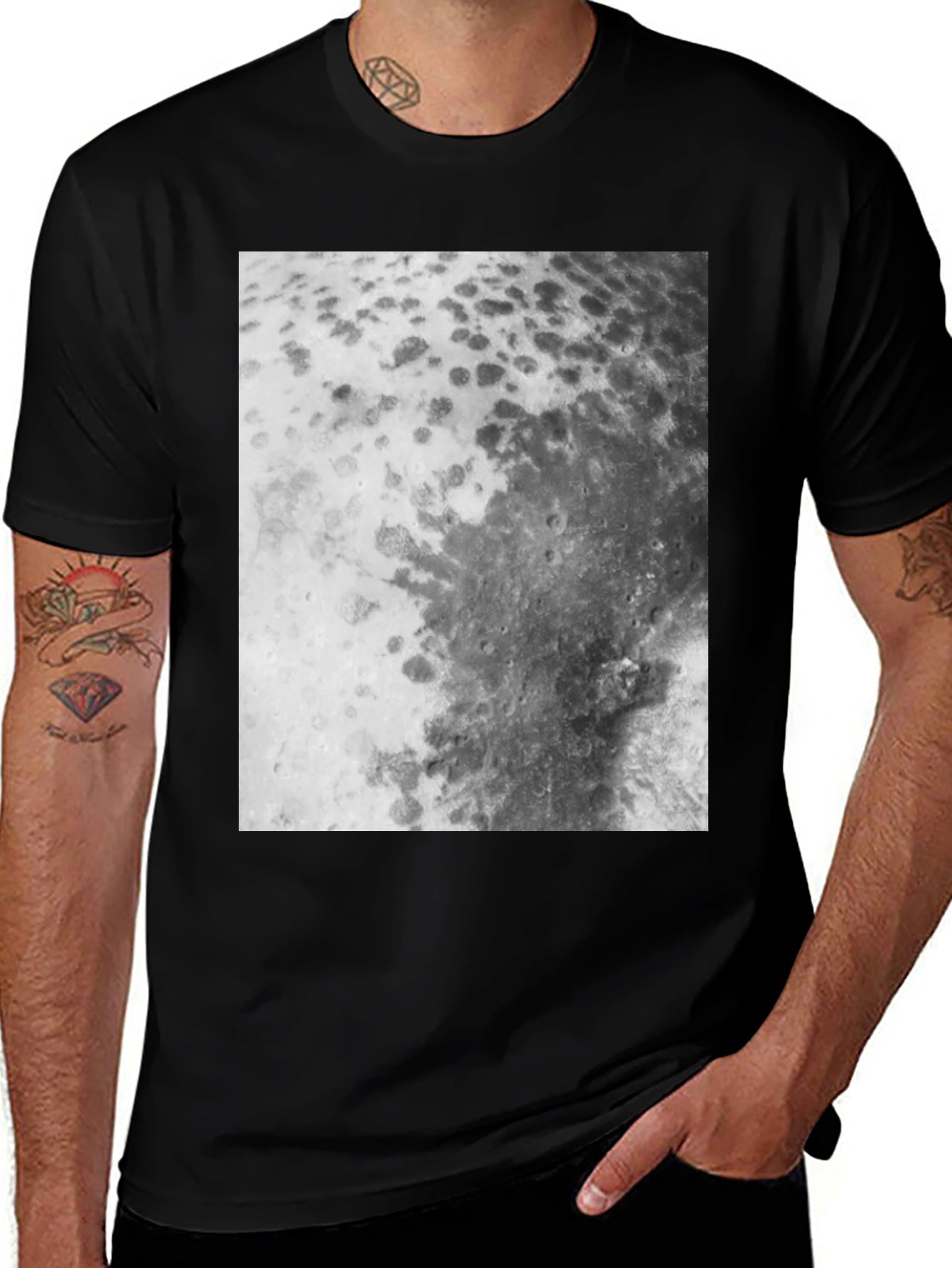 Lunar Surface Graphic Tee - Black Cotton