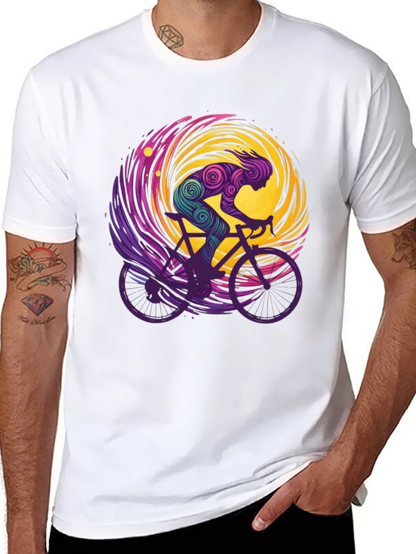 Cosmic Cyclist Tee - Unique Graphic Design