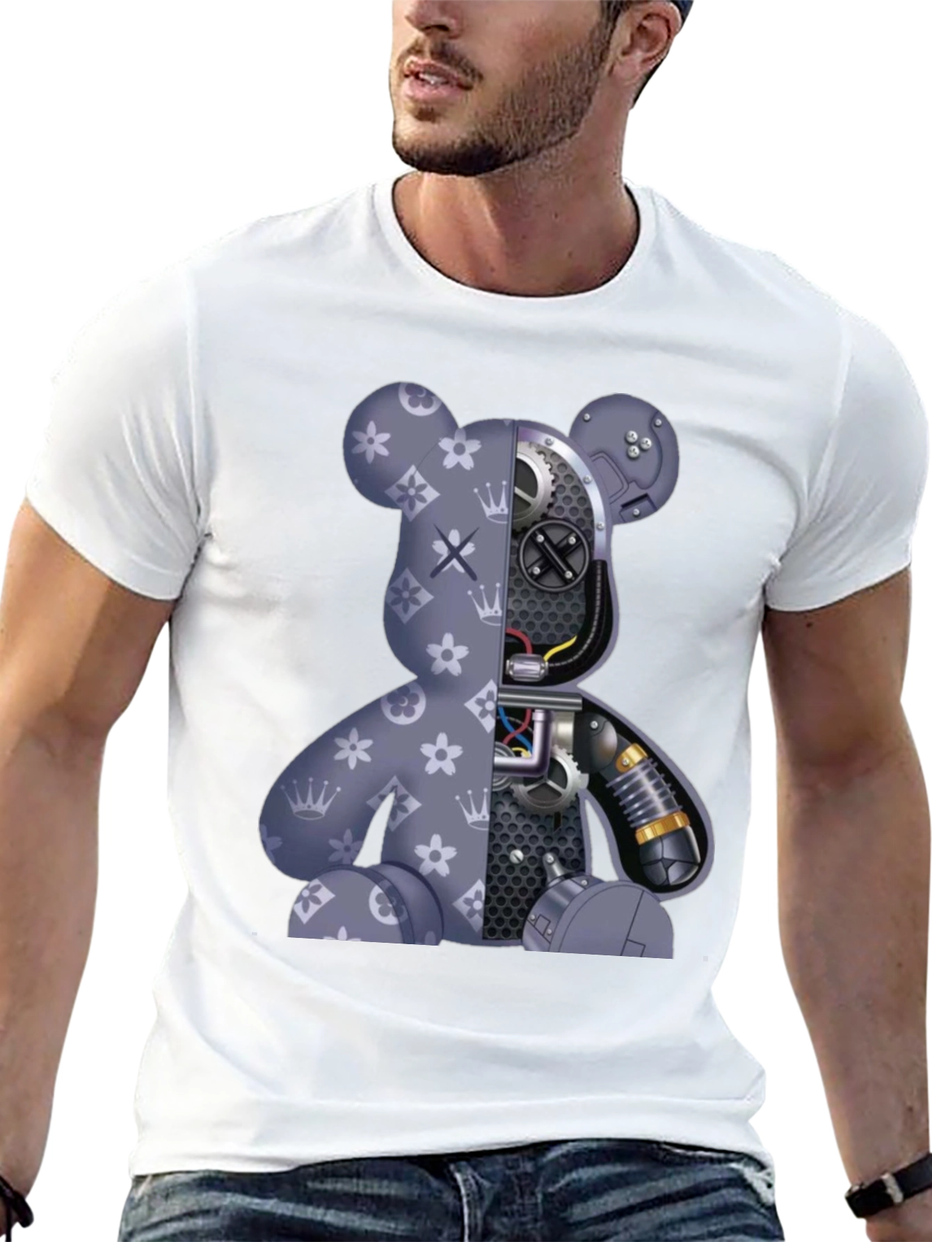 Robot Bear Graphic T-Shirt